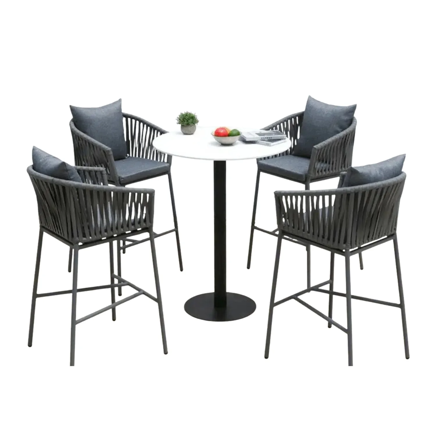 Outdoor Rope 5-Piece Bar Set With a High-Top Round Table - Image 9