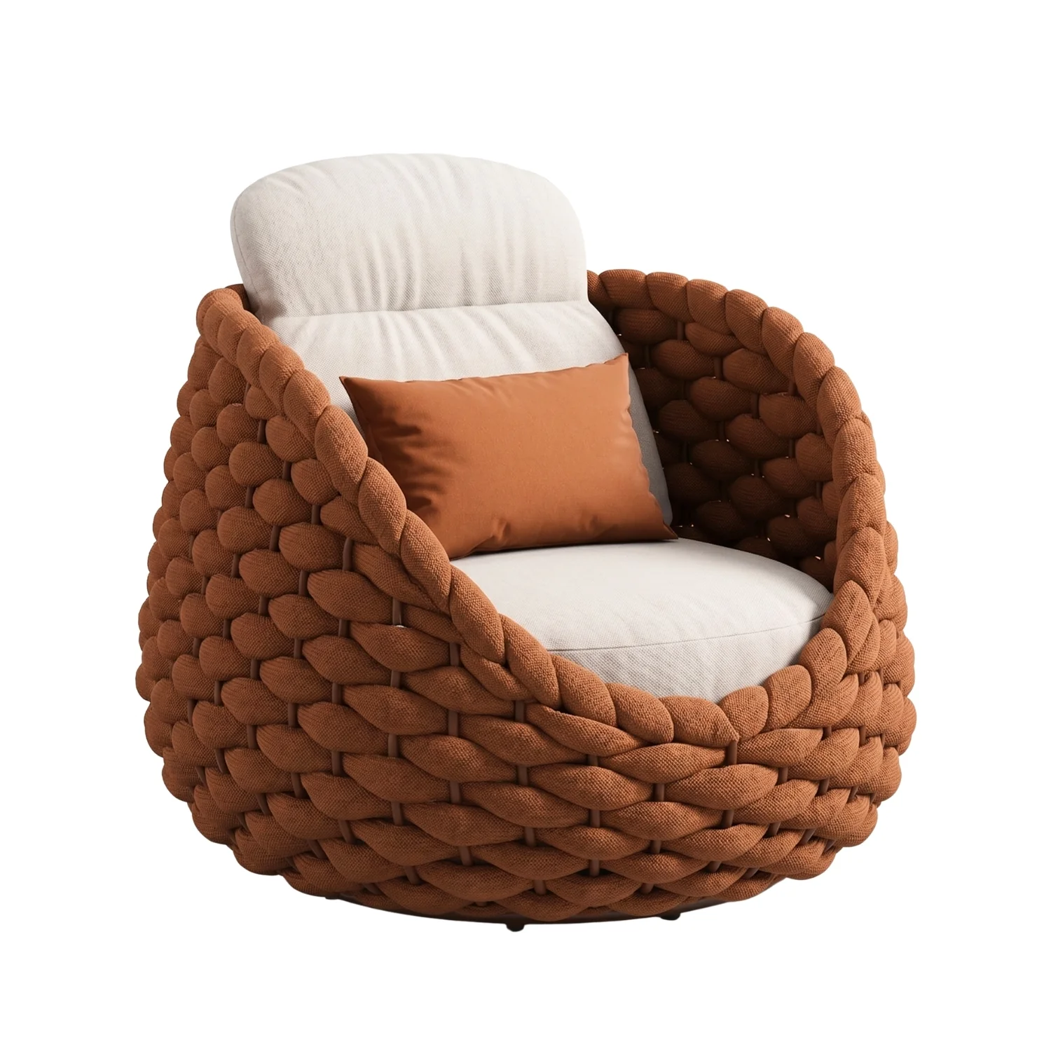 Outdoor Rope 5-Seater Sofa Set with Glass Top Center Table (Brown & Off-White) - Image 8