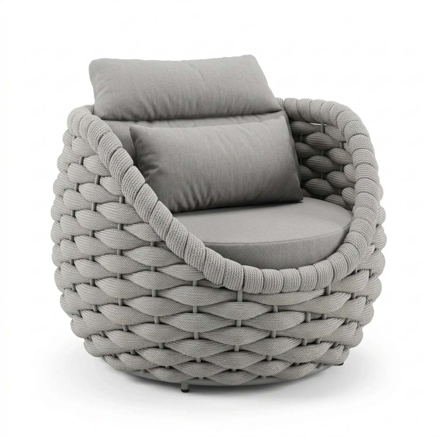 Outdoor Rope 5-Seater Sofa Set with Glass Top Center Table (Grey) - Image 8