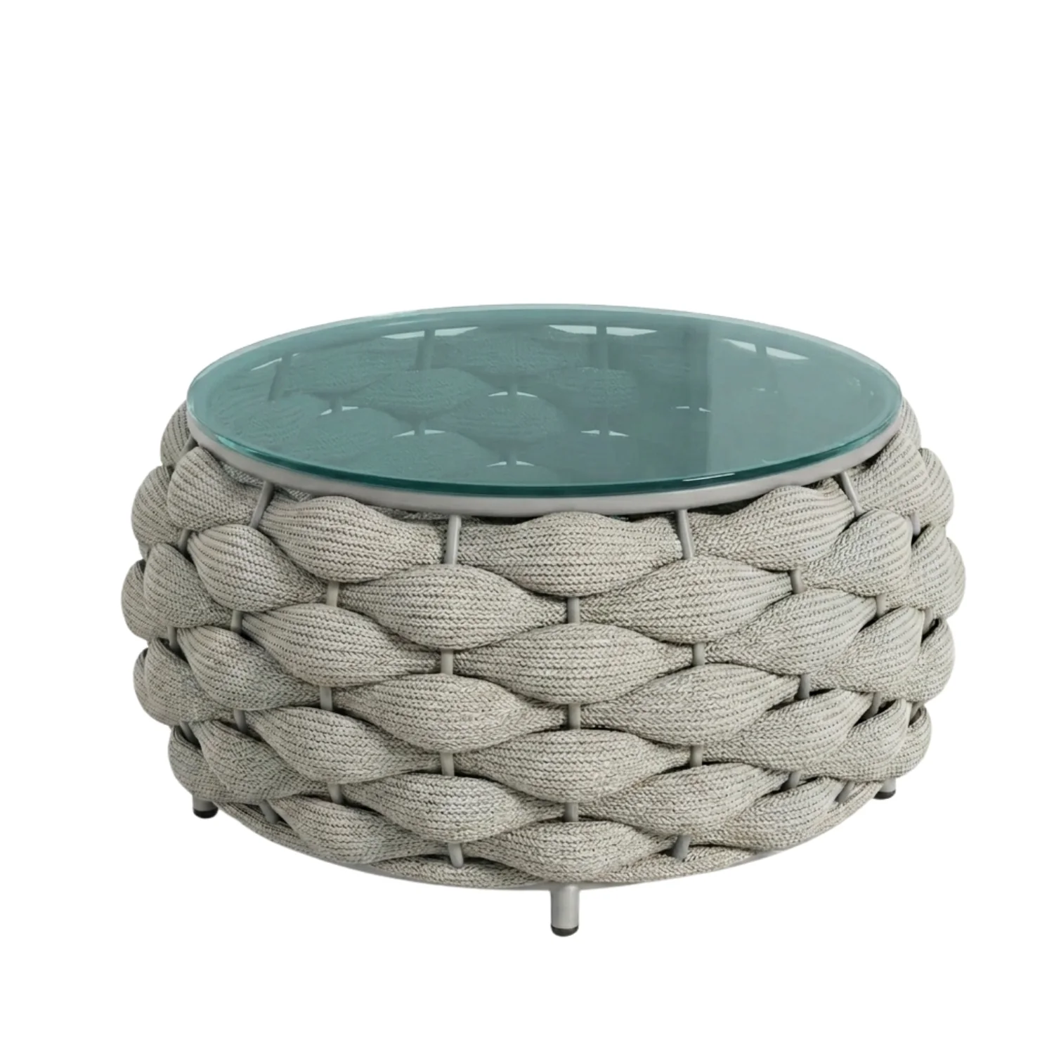 Outdoor Rope 5-Seater Sofa Set with Glass Top Center Table (Grey) - Image 9