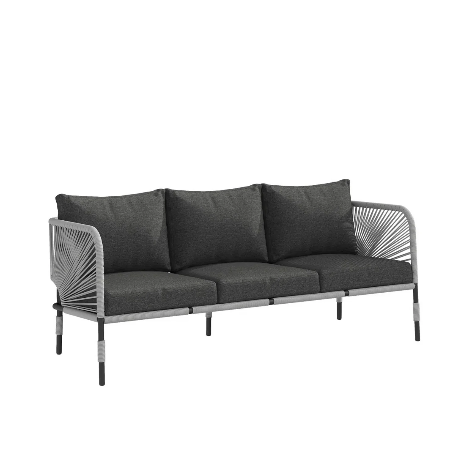 Outdoor Rope 5-Seater Sofa Set With Glass Top Table - Image 10