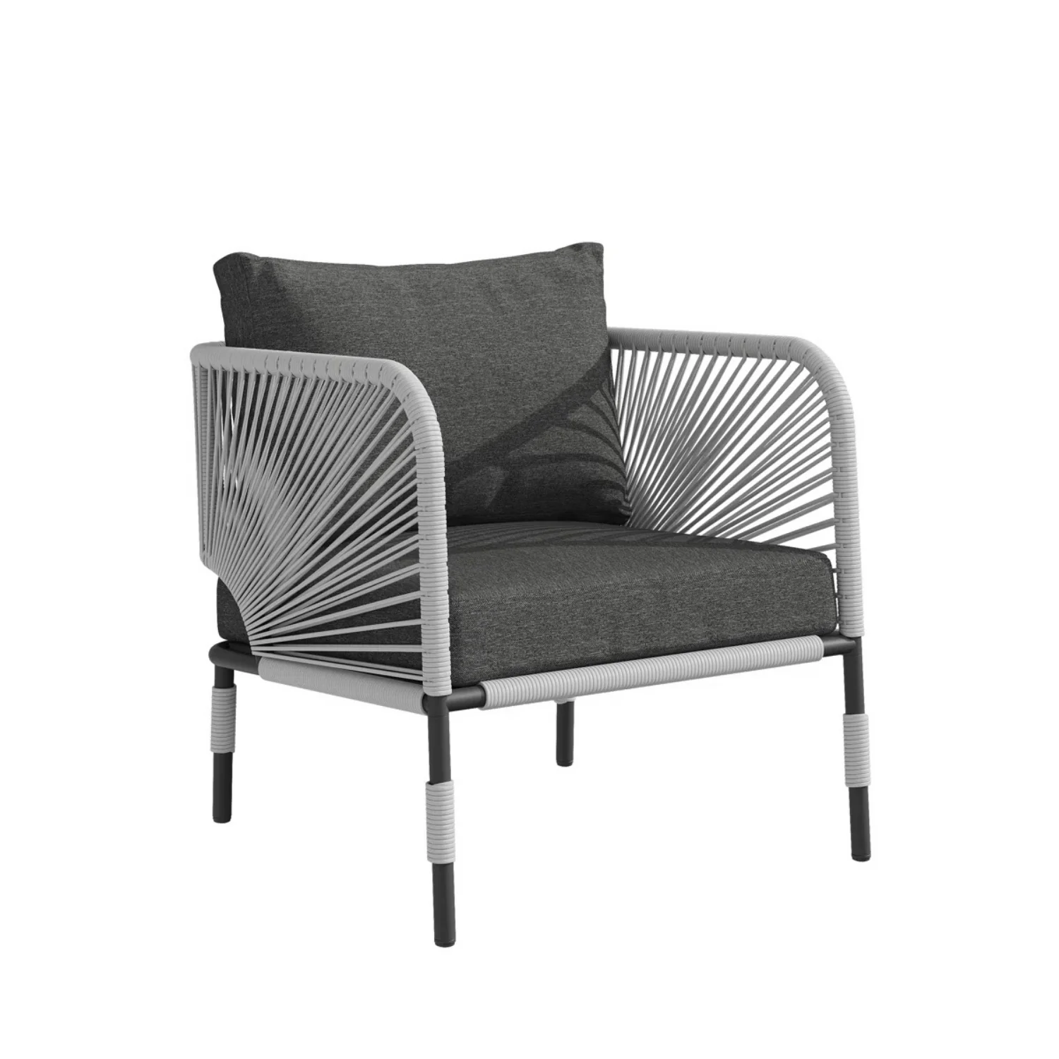 Outdoor Rope 5-Seater Sofa Set With Glass Top Table - Image 11