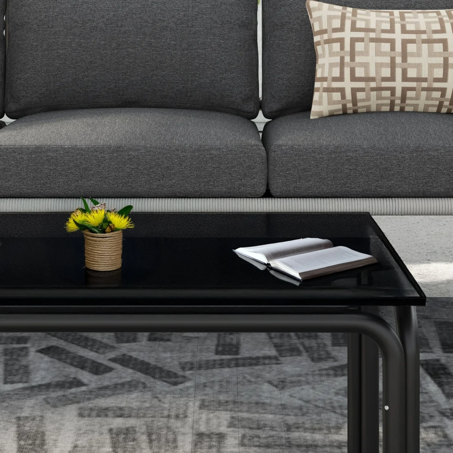 Outdoor Rope 5-Seater Sofa Set With Glass Top Table - Image 14