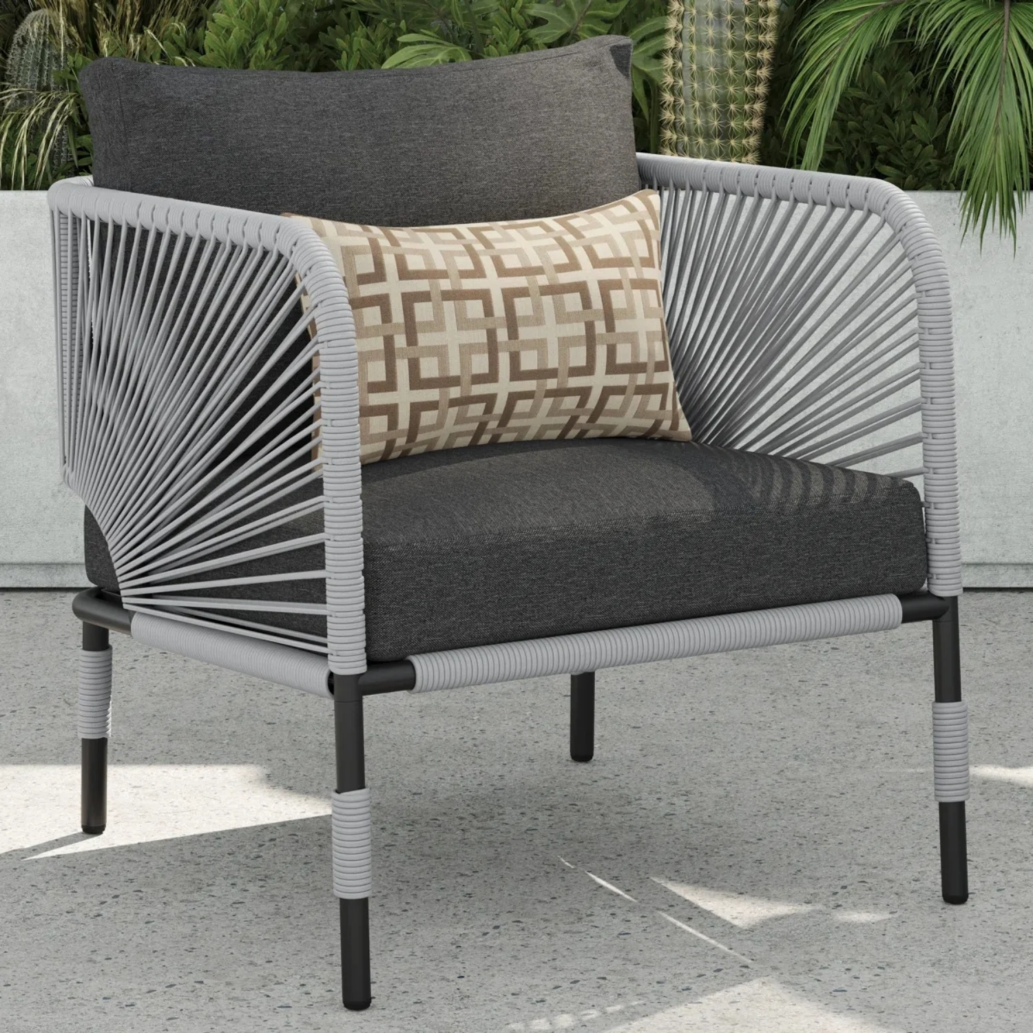 Outdoor Rope 5-Seater Sofa Set With Glass Top Table - Image 15