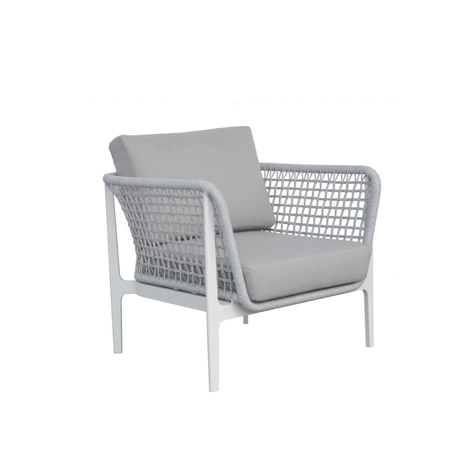 Outdoor Rope 5-Seater  Sofa Set With Glass Top Table (Grey) - Image 9