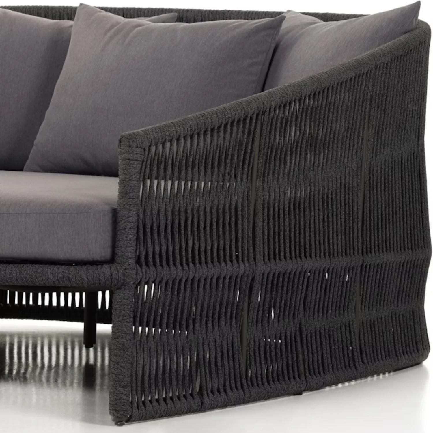 Outdoor Rope Braided Patio Furniture Daybed (Grey) - Image 9