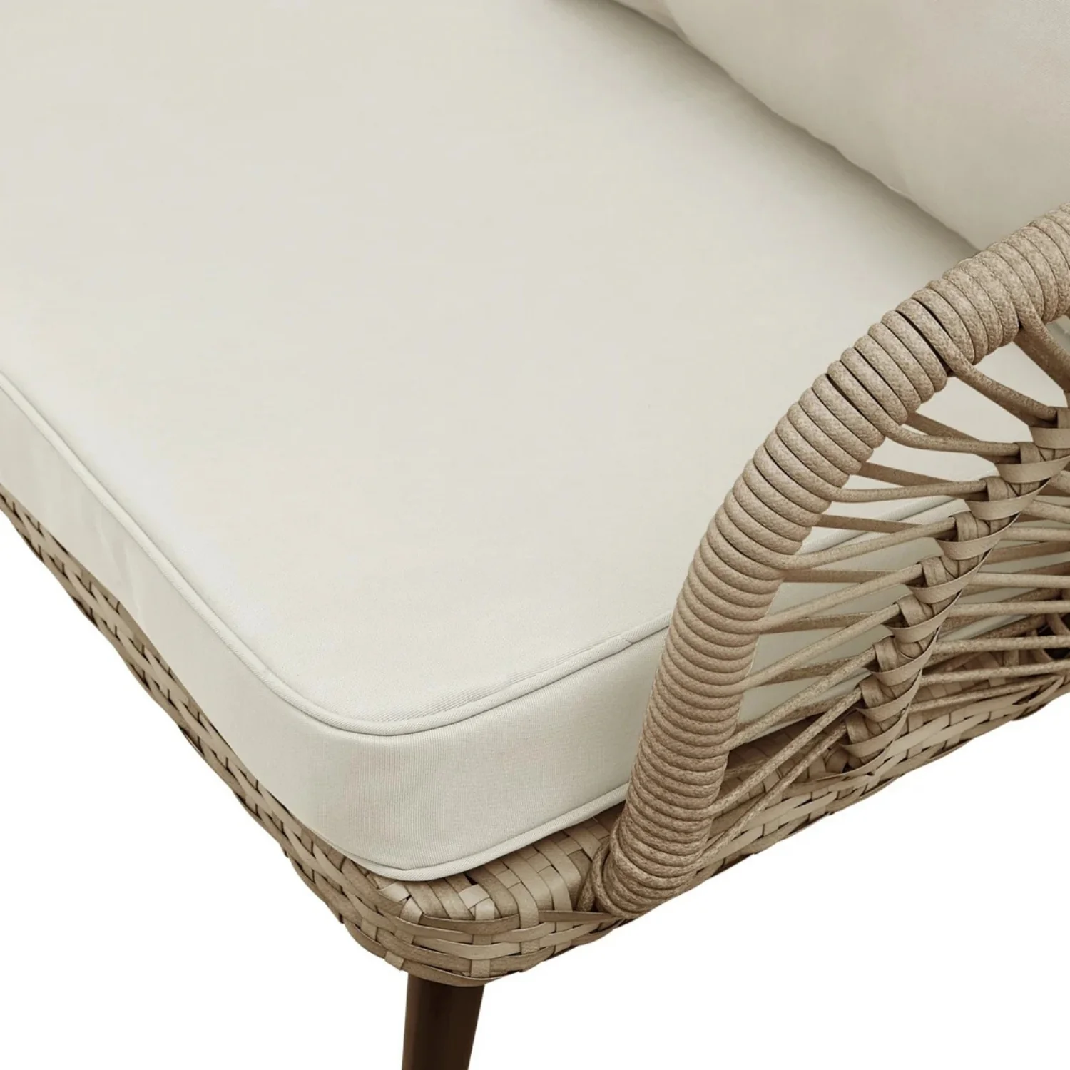 Outdoor Rope Conversation Patio Sofa Set (Beige/Cream) - Image 10