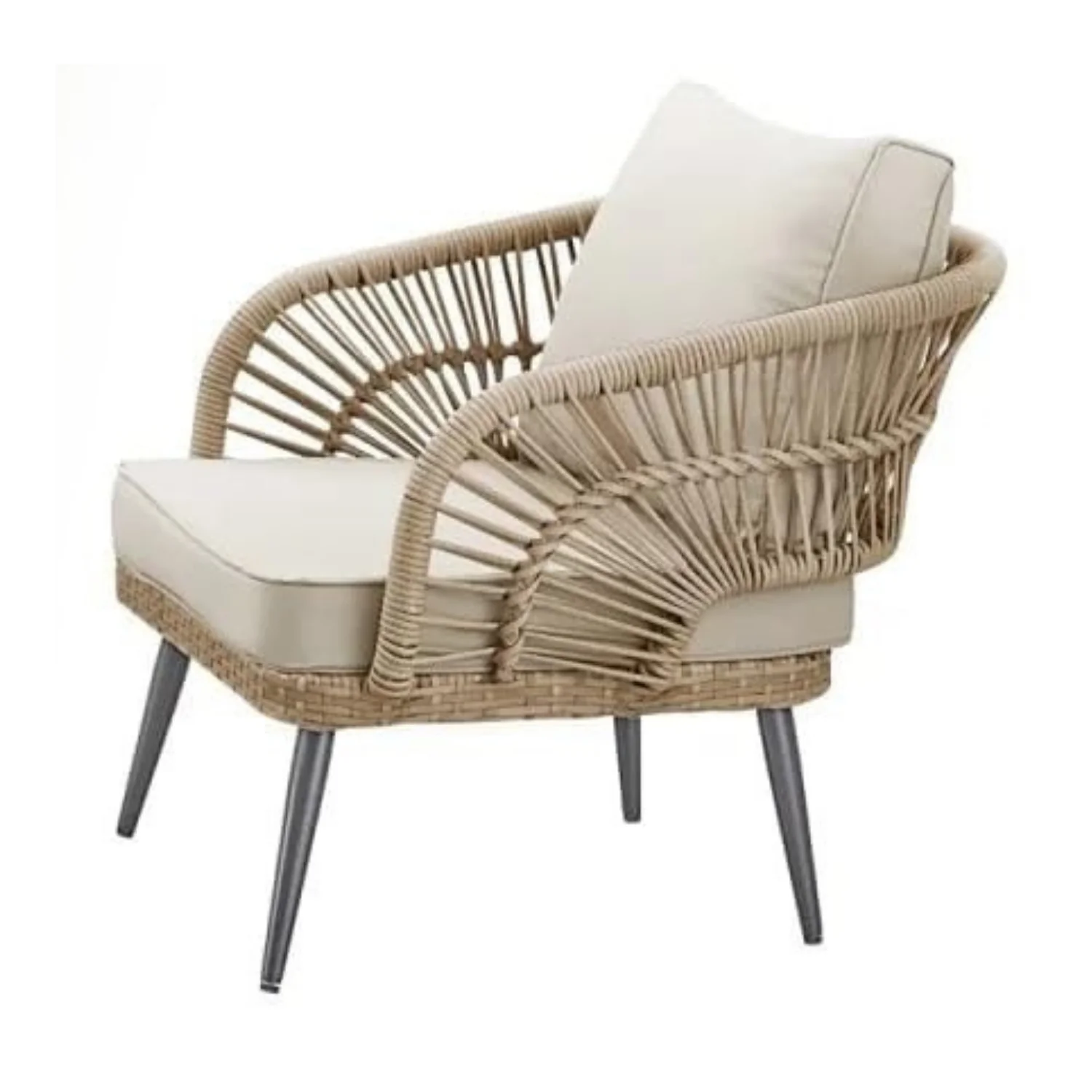 Outdoor Rope Conversation Patio Sofa Set (Beige/Cream) - Image 12