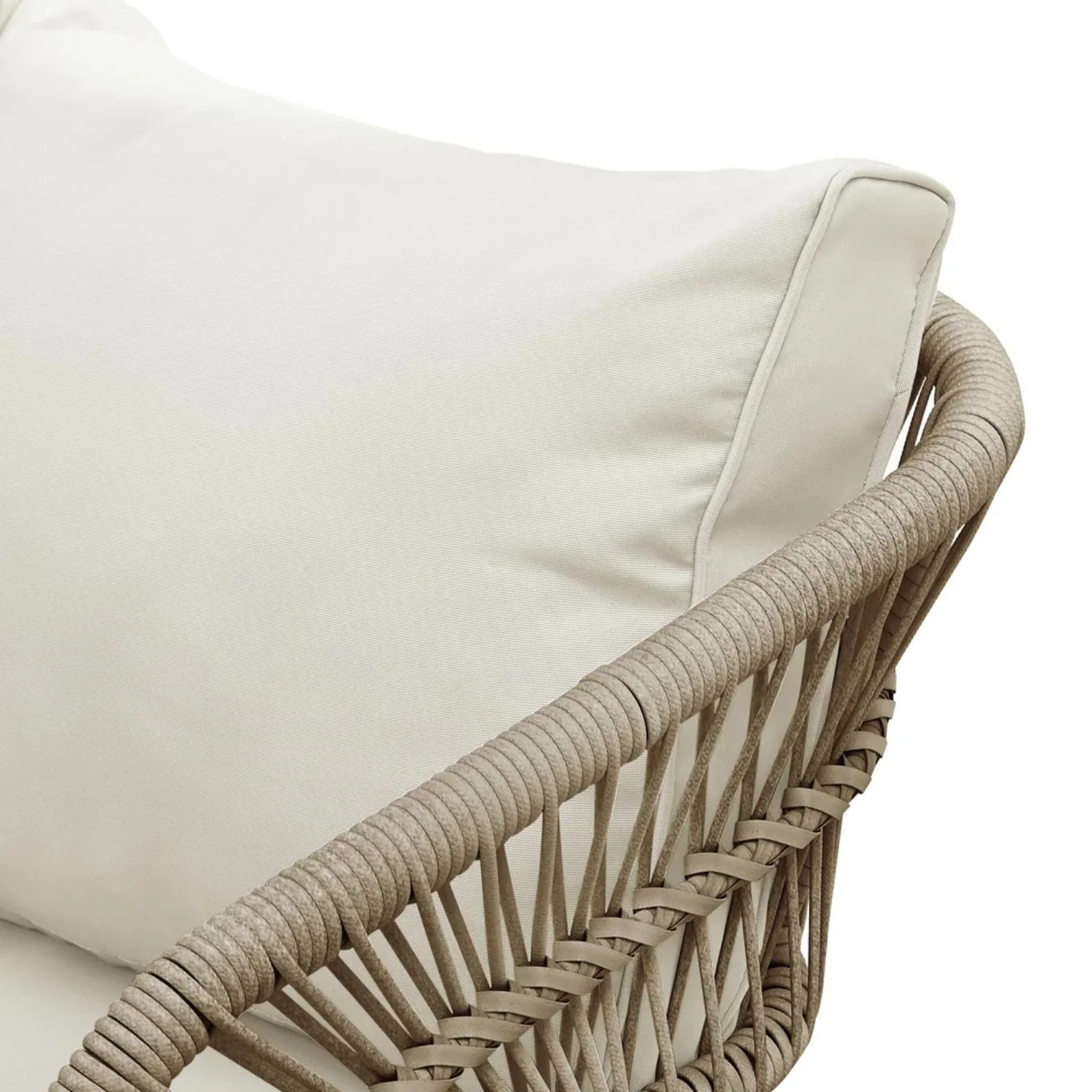Outdoor Rope Conversation Patio Sofa Set (Beige/Cream) - Image 4