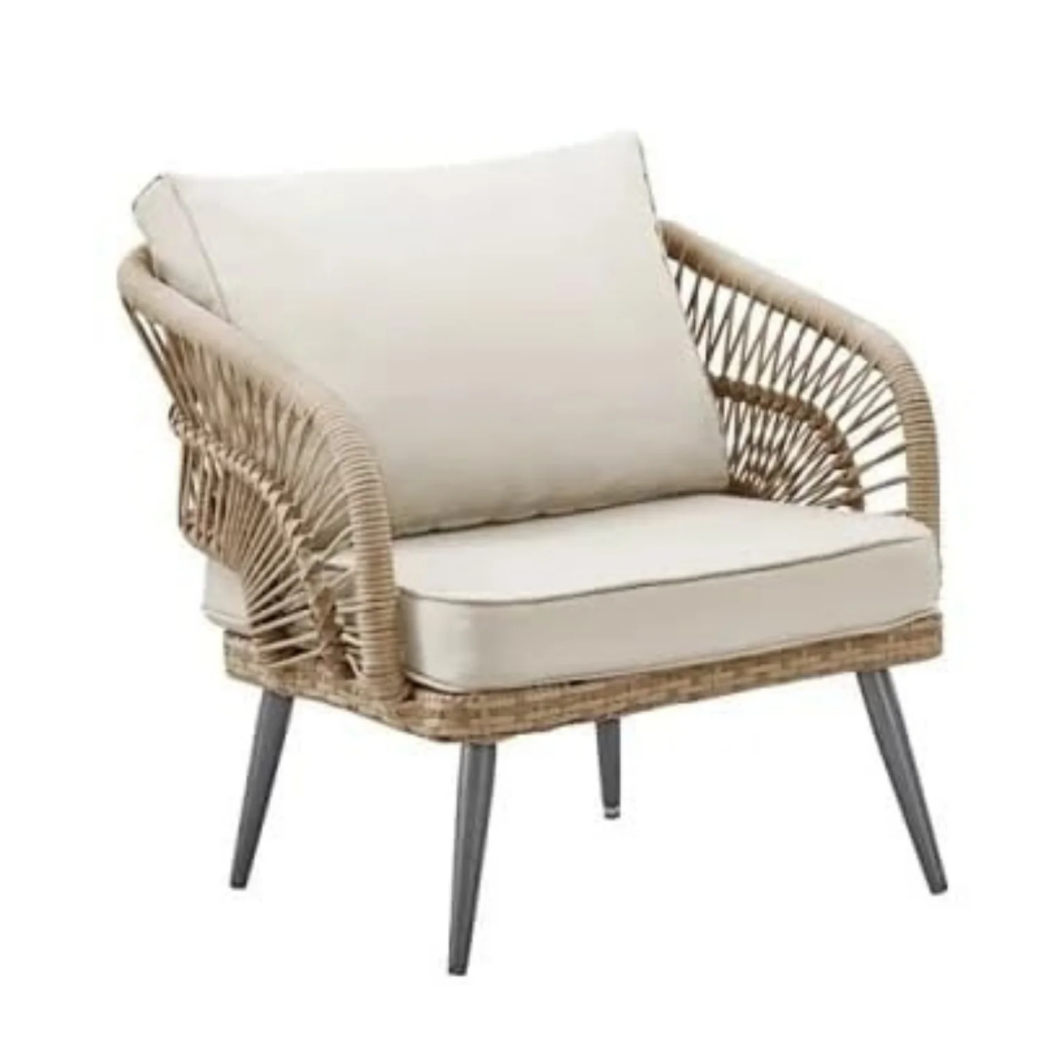 Outdoor Rope Conversation Patio Sofa Set (Beige/Cream) - Image 9