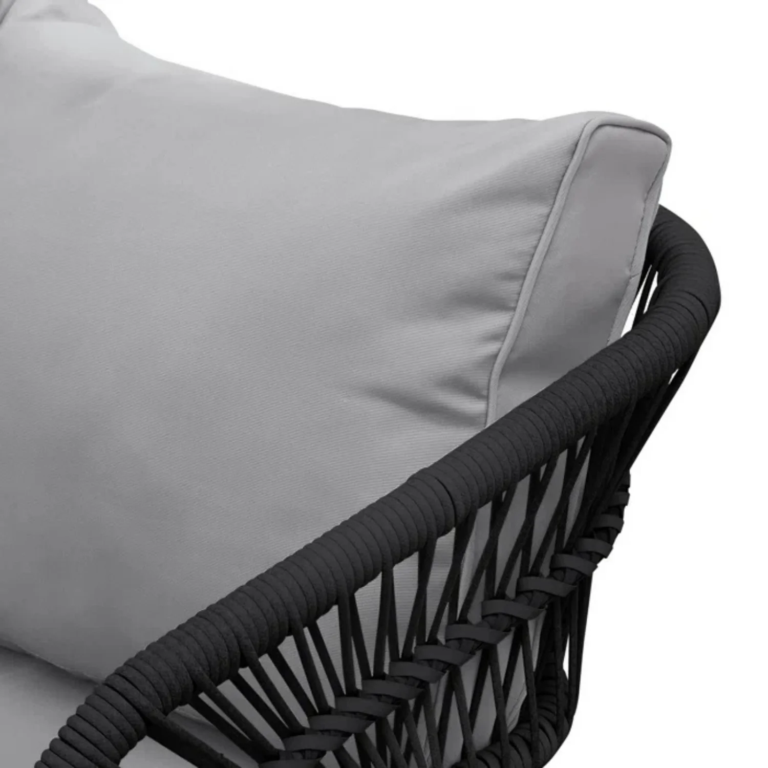 Outdoor Rope Conversation Patio Sofa Set (Black /Light Grey) - Image 4