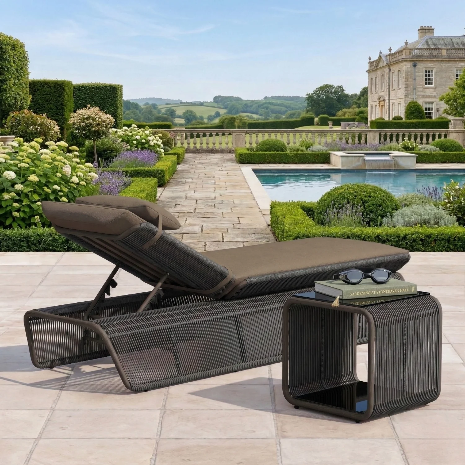 Outdoor Rope Lounge Chair With 2-Tier Table - Image 10