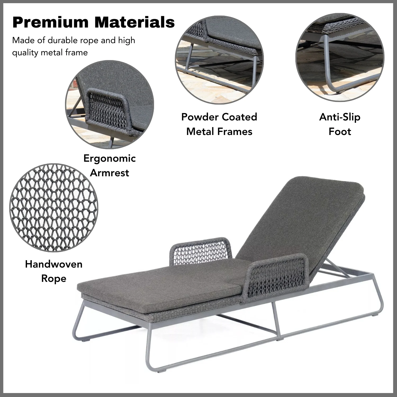 Outdoor Rope Lounge Chair With Side Table - Image 5