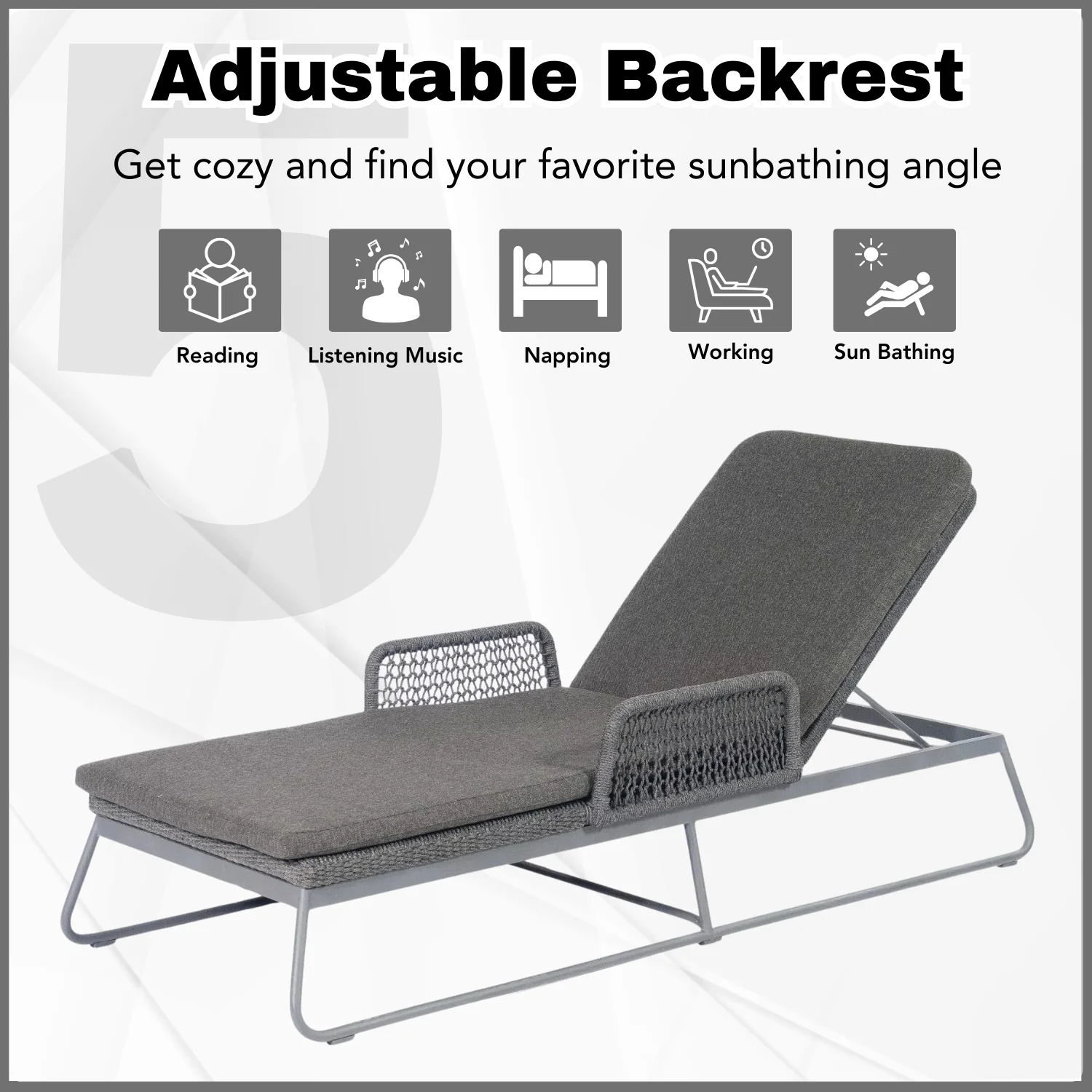 Outdoor Rope Lounge Chair With Side Table - Image 7
