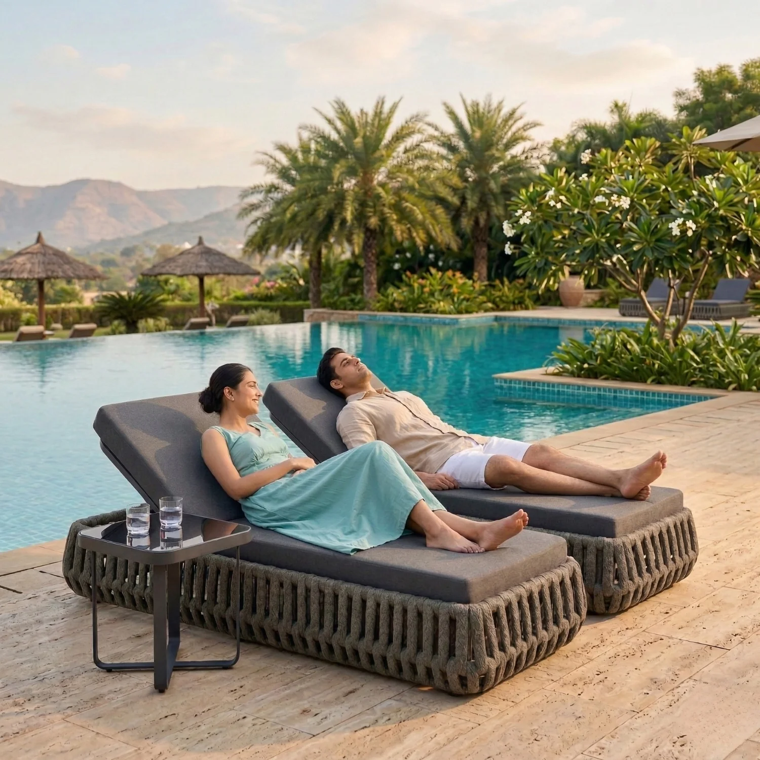 Outdoor Rope Lounge Chairs Set of 2 With Side Table - Image 10