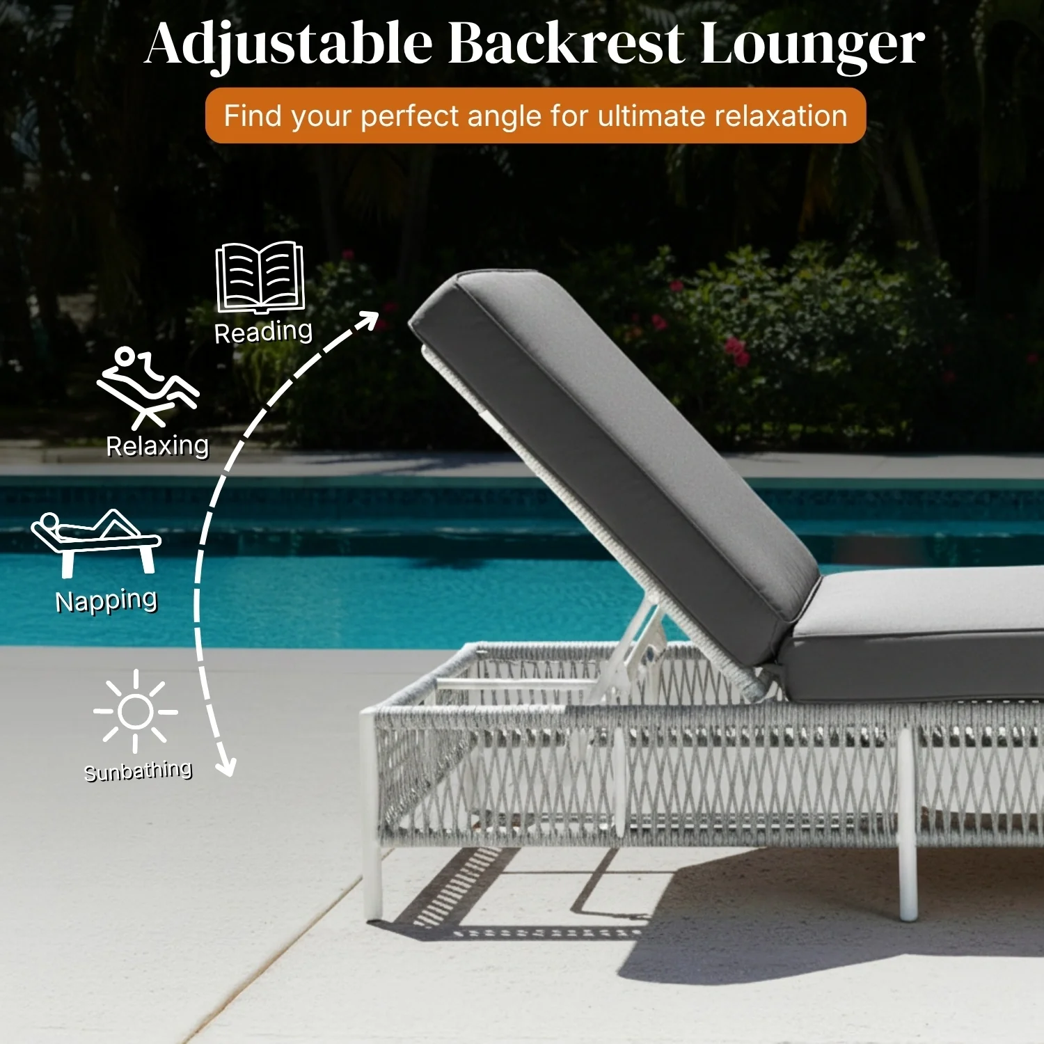 Outdoor Rope Lounge Chairs Set of 2 with Thick Cushions - Image 6