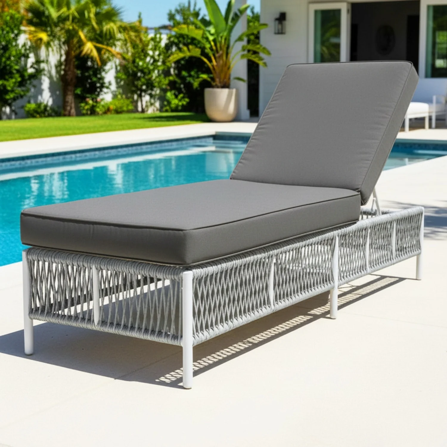 Outdoor Rope Lounge Chairs Set of 2 with Thick Cushions - Image 7