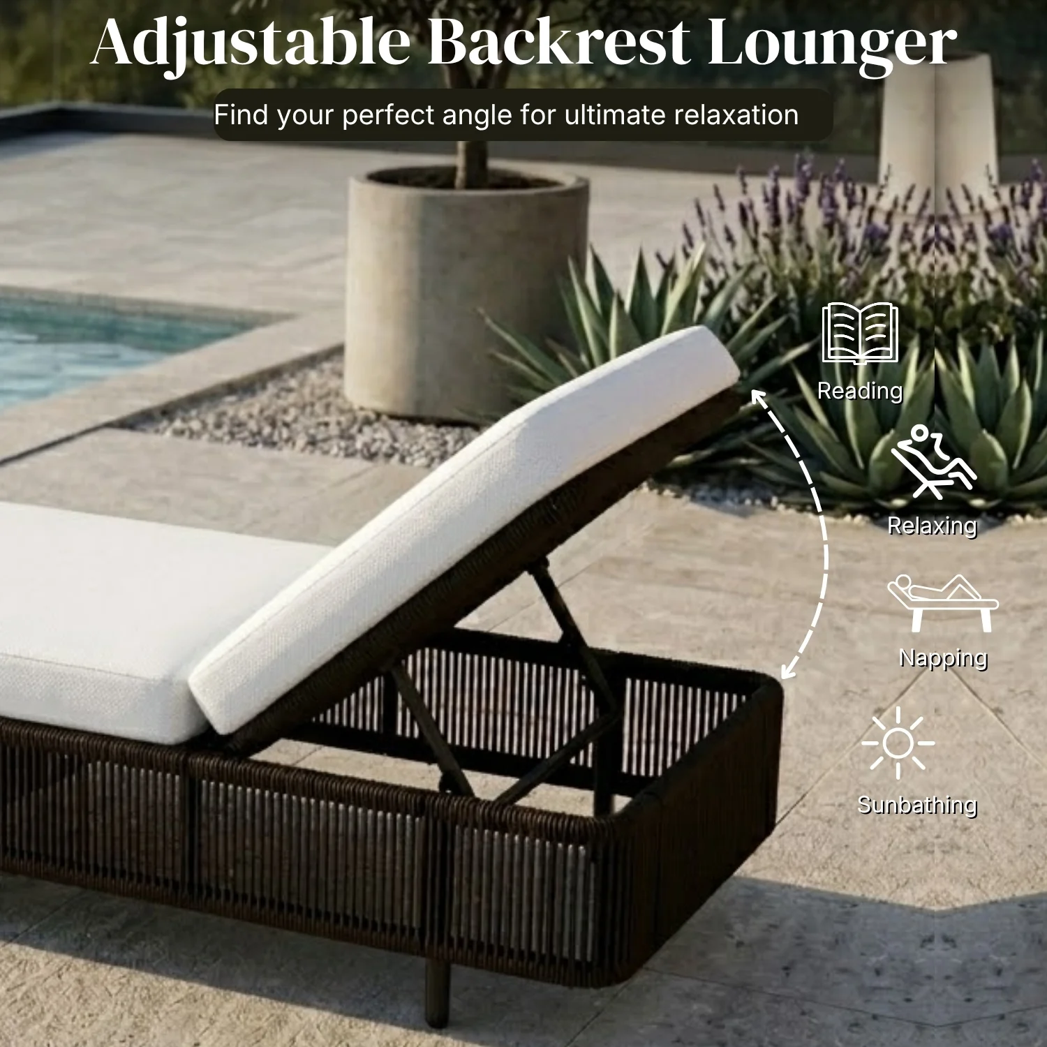 Outdoor Rope Lounger Set of 2 (Brown & White) - Image 5