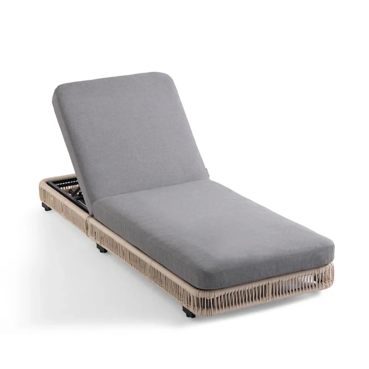 Outdoor Rope Lounger Set of 2 with Adjustable Backrest (Beige & Grey) - Image 8