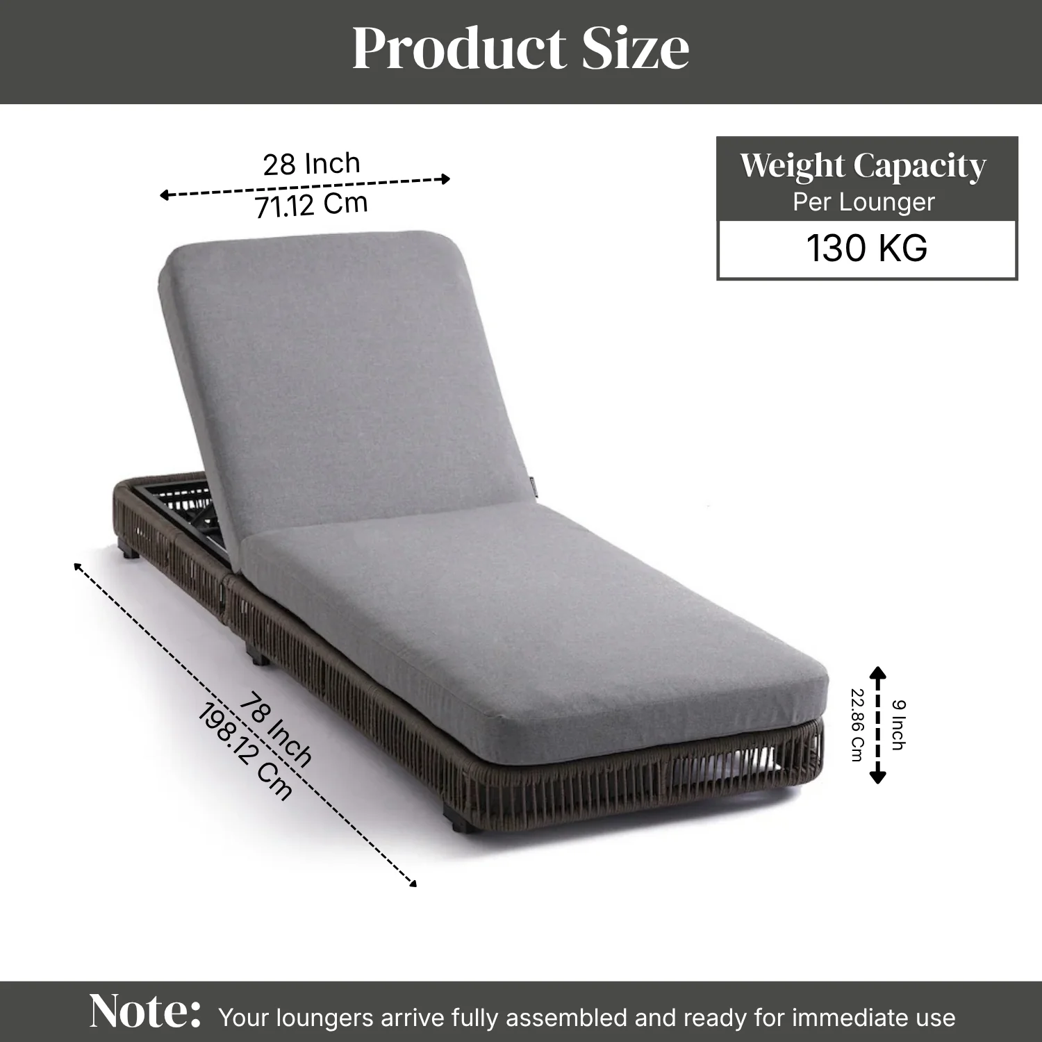 Outdoor Rope Lounger Set of 2 with Adjustable Backrest (Grey) - Image 2