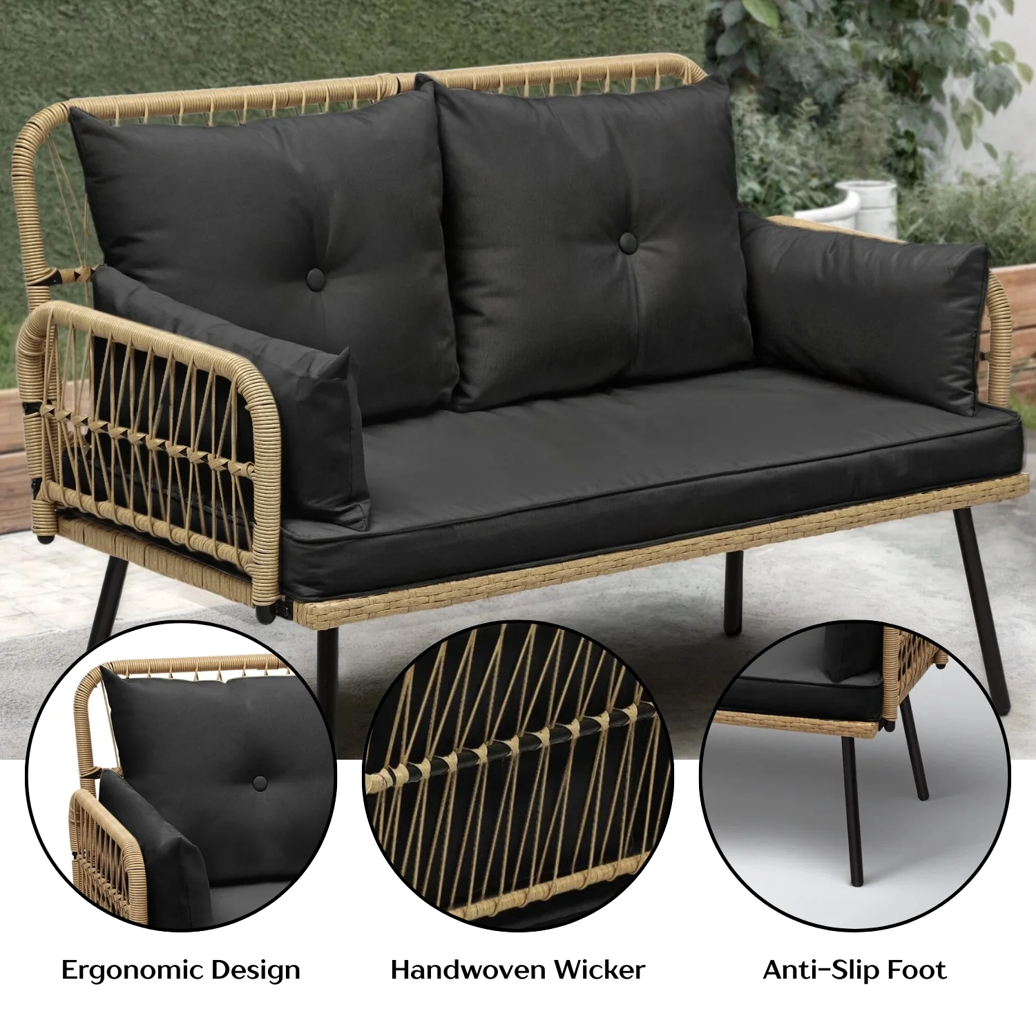Outdoor Rattan Wicker Loveseat Sofa - Image 5