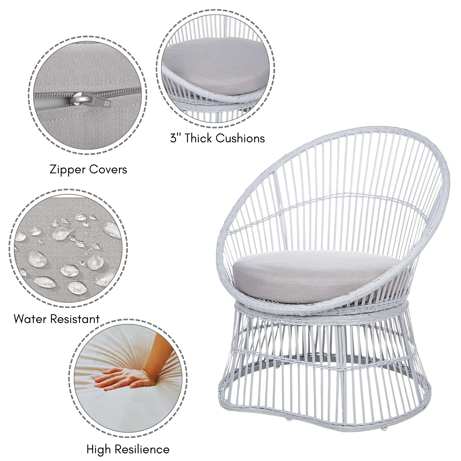 Outdoor Wicker Patio Set with Glass Top Table - Image 6