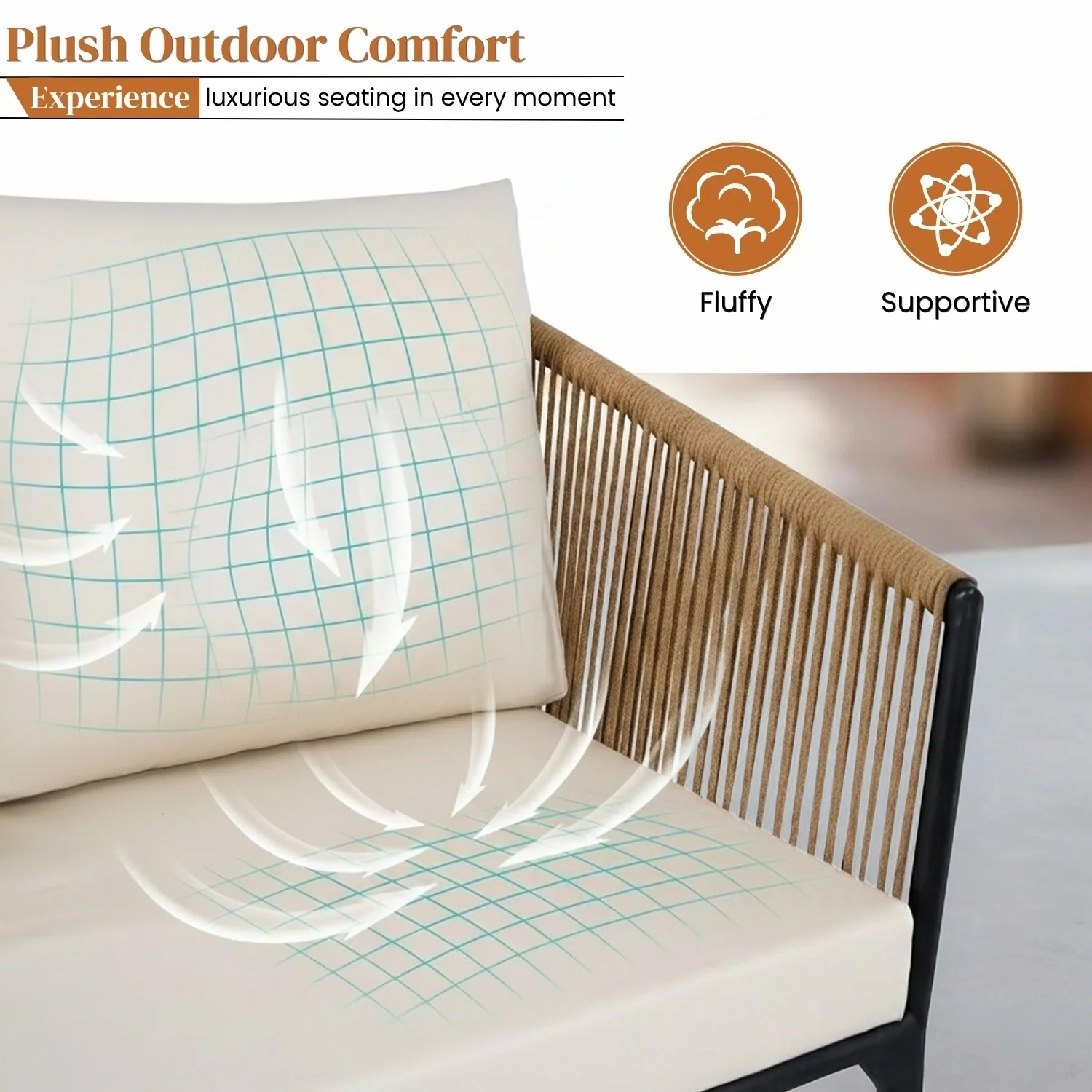 Outdoor Rope Patio Set with Glass Top Table - Image 4