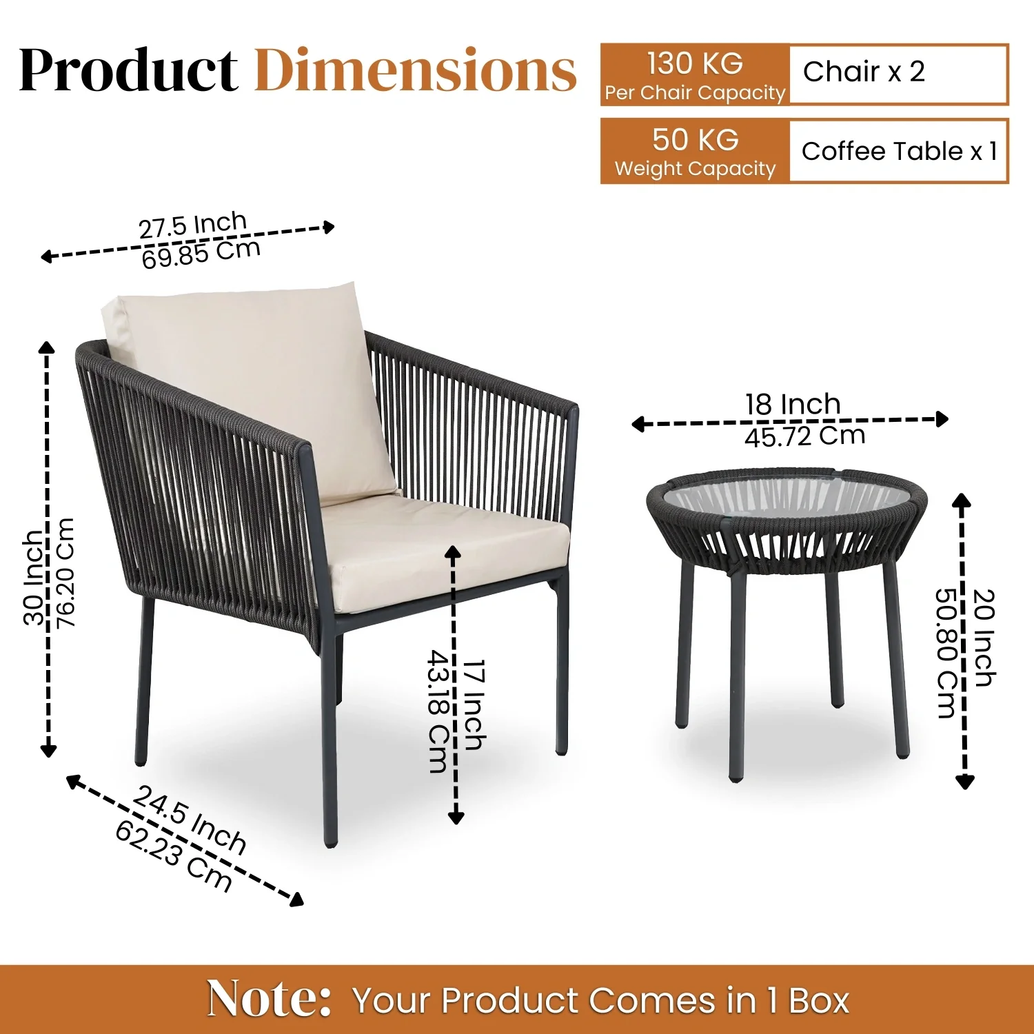 Outdoor Rope Patio Set with Glass Top Table - Image 3