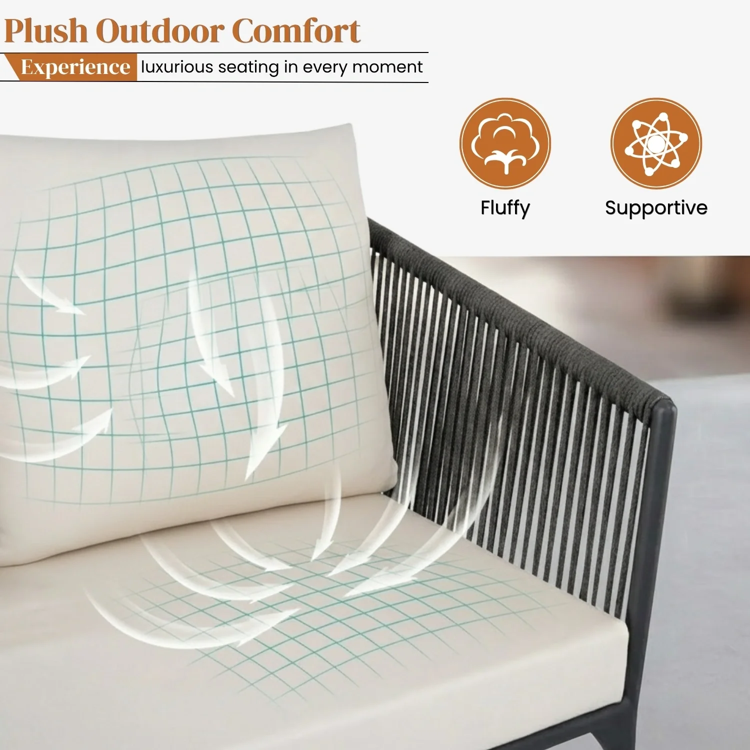 Outdoor Rope Patio Set with Glass Top Table - Image 4