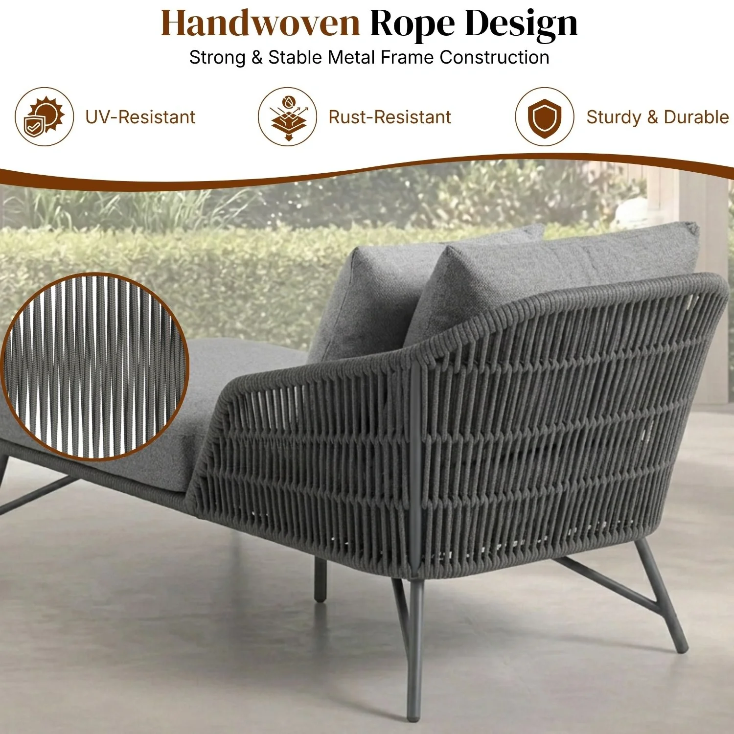 Outdoor Rope Patio Single Seater Daybed All Weather Furniture - Image 3