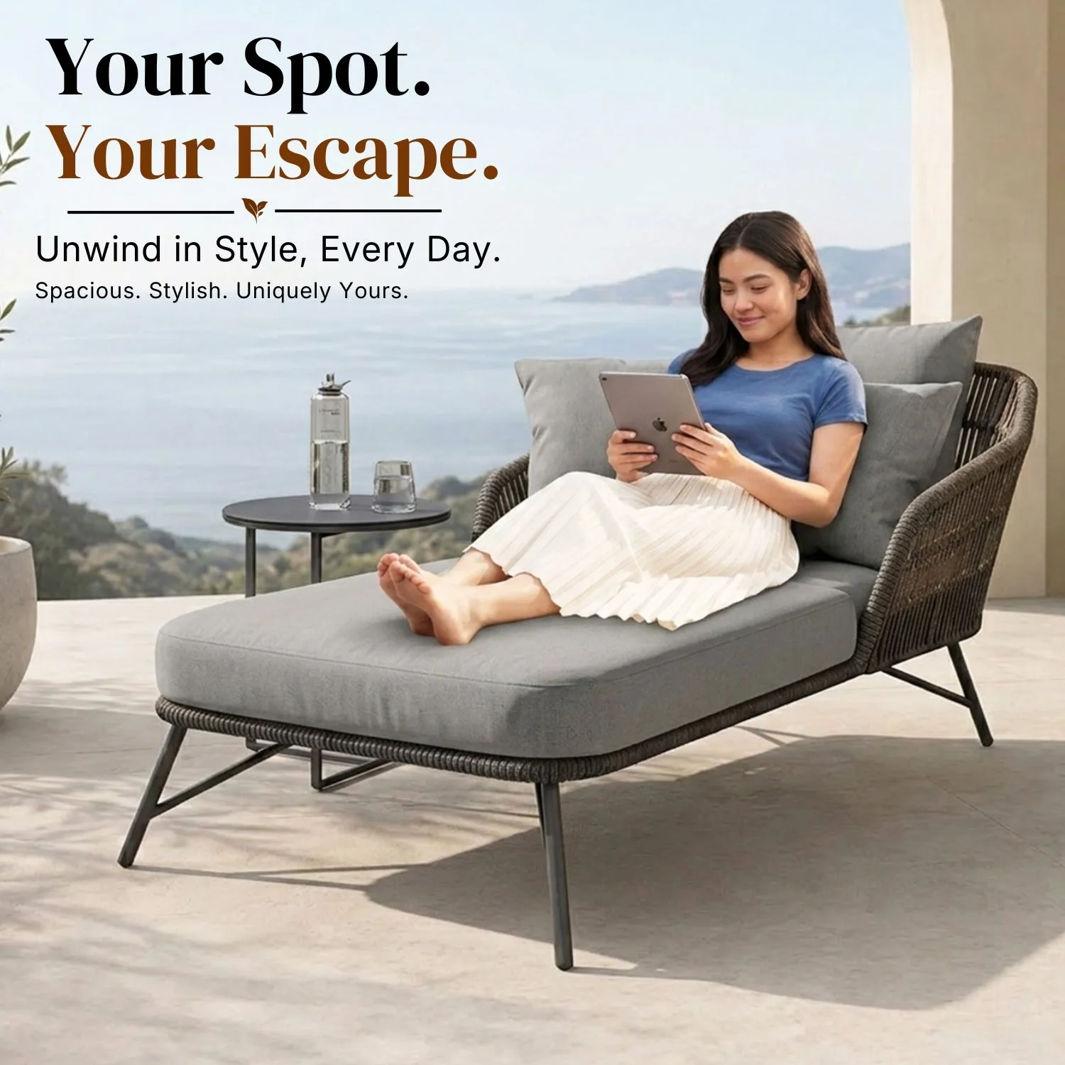 Outdoor Rope Patio Single Seater Daybed All Weather Furniture - Image 7