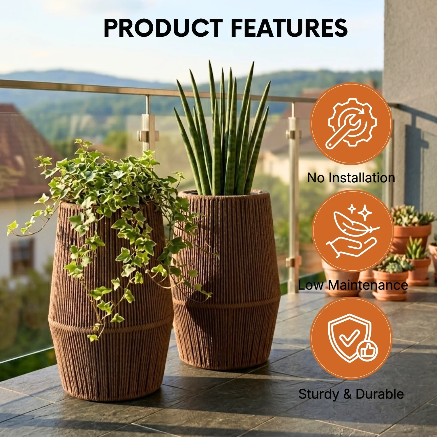 Outdoor Rope Planter Set of 2 (Beige) - Image 4