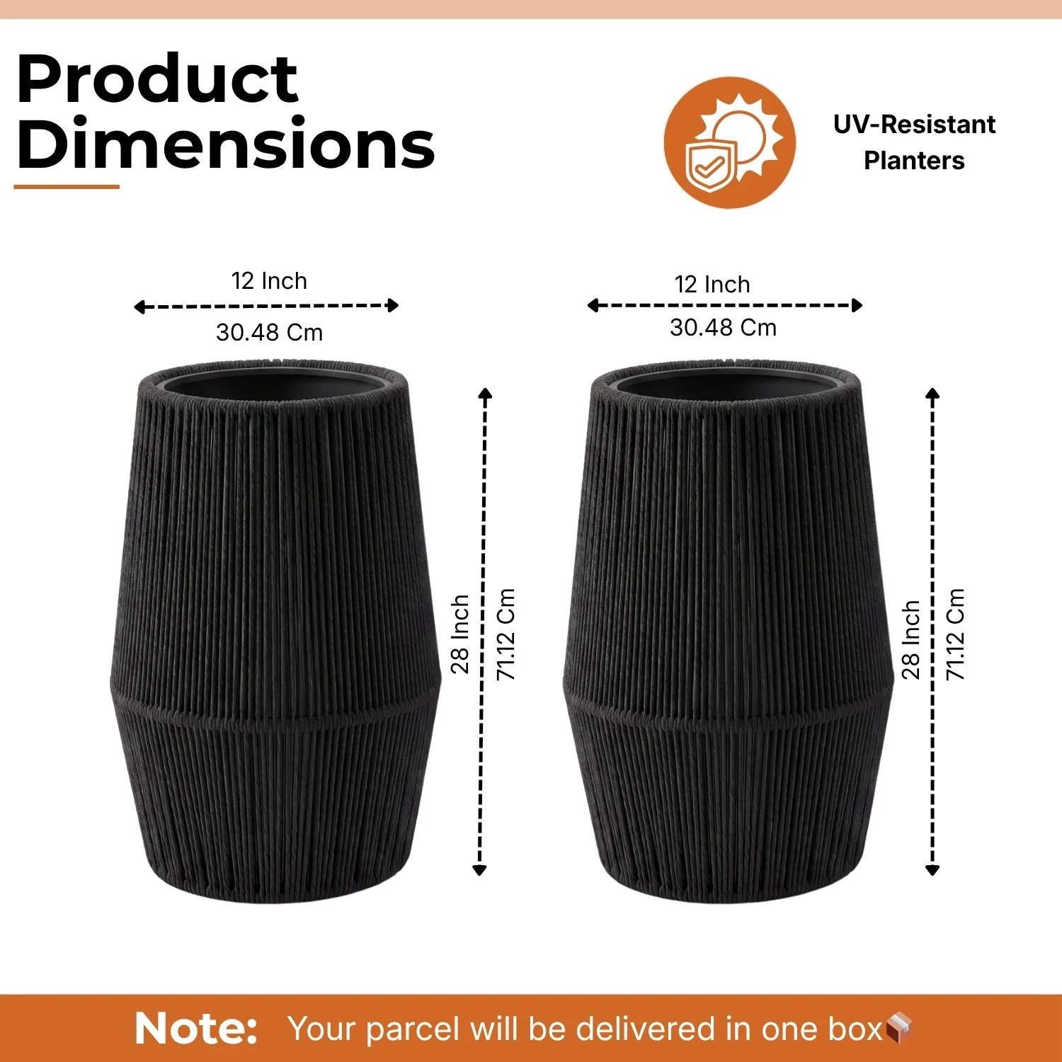 Outdoor Rope Planter Set of 2 (Black) - Image 2