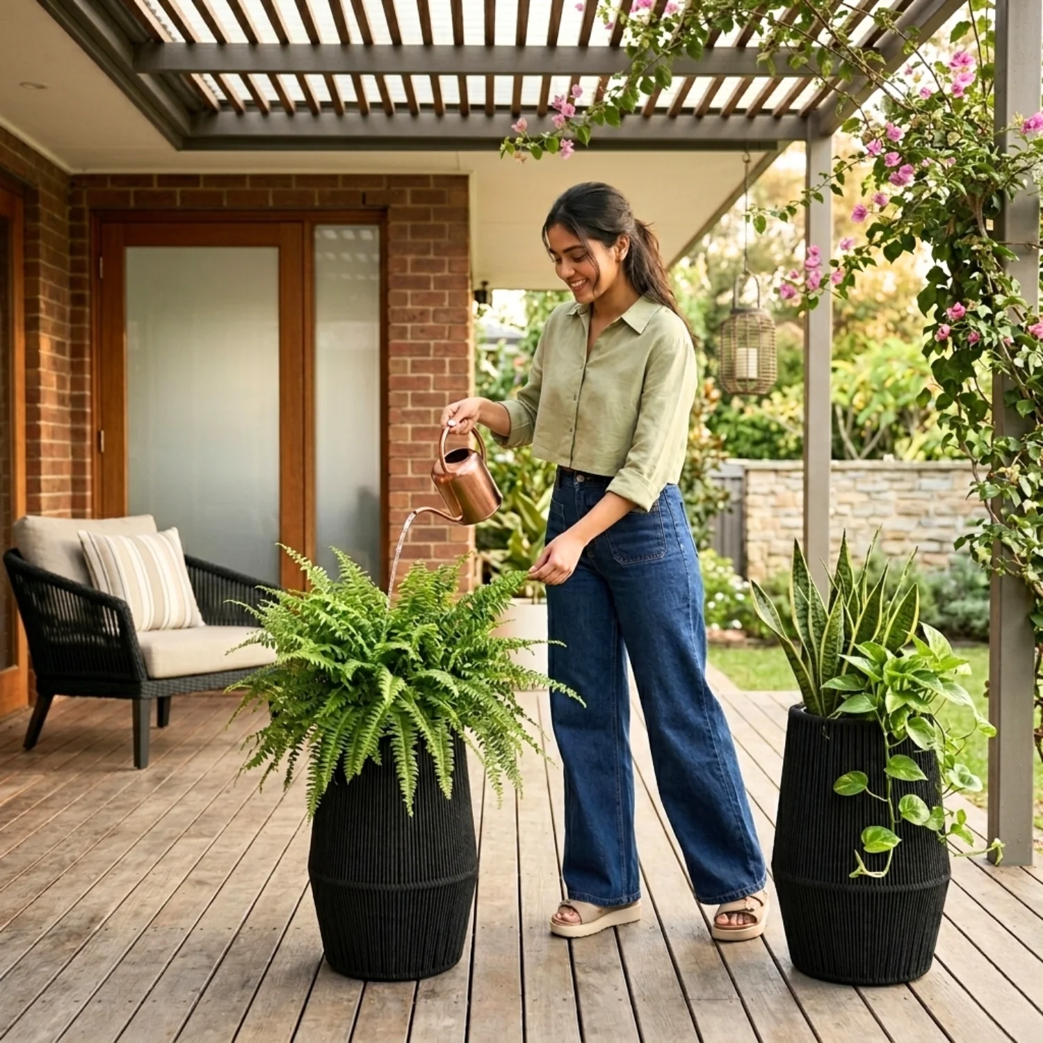 Outdoor Rope Planter Set of 2 (Black) - Image 5