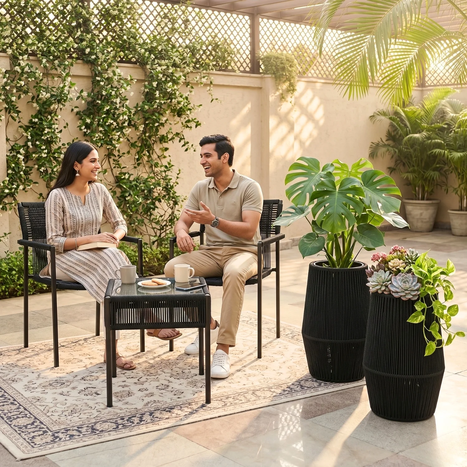 Outdoor Rope Planter Set of 2 (Black) - Image 7