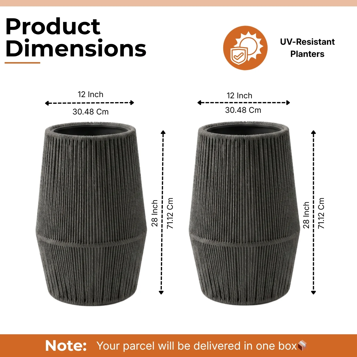 Outdoor Rope Planter Set of 2 (Grey) - Image 2