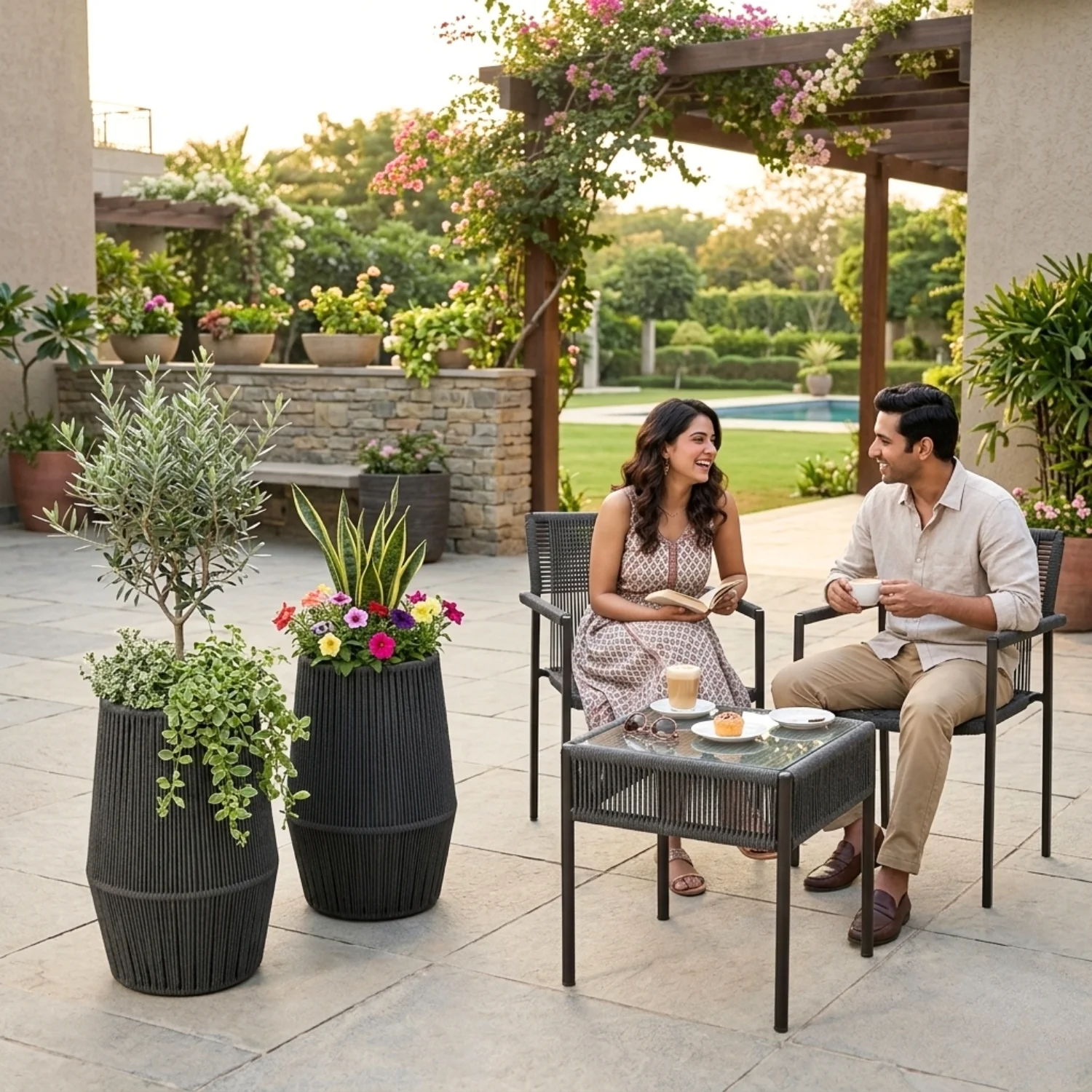 Outdoor Rope Planter Set of 2 (Grey) - Image 7