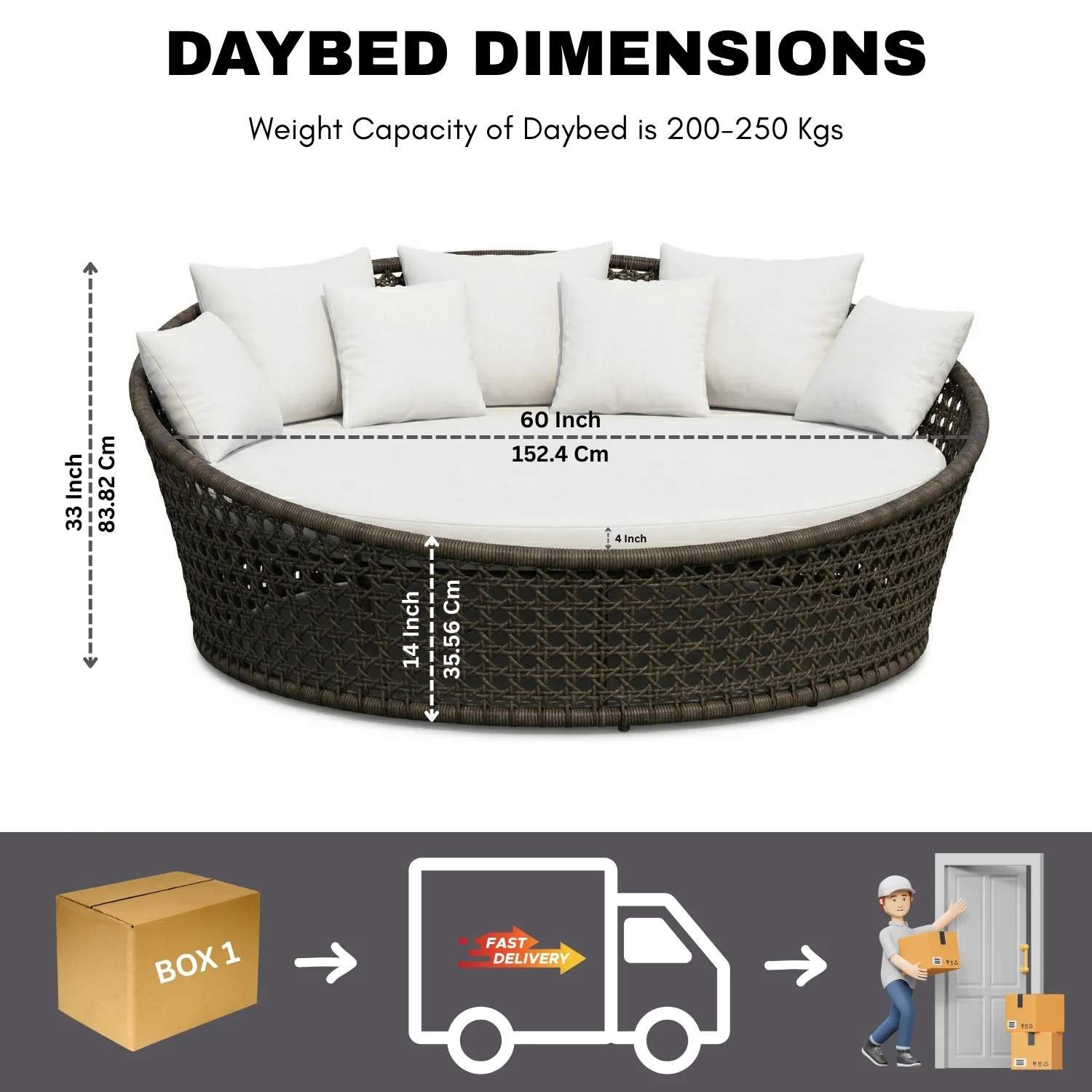 Outdoor Rope Round Patio Daybed Sofa - Image 2