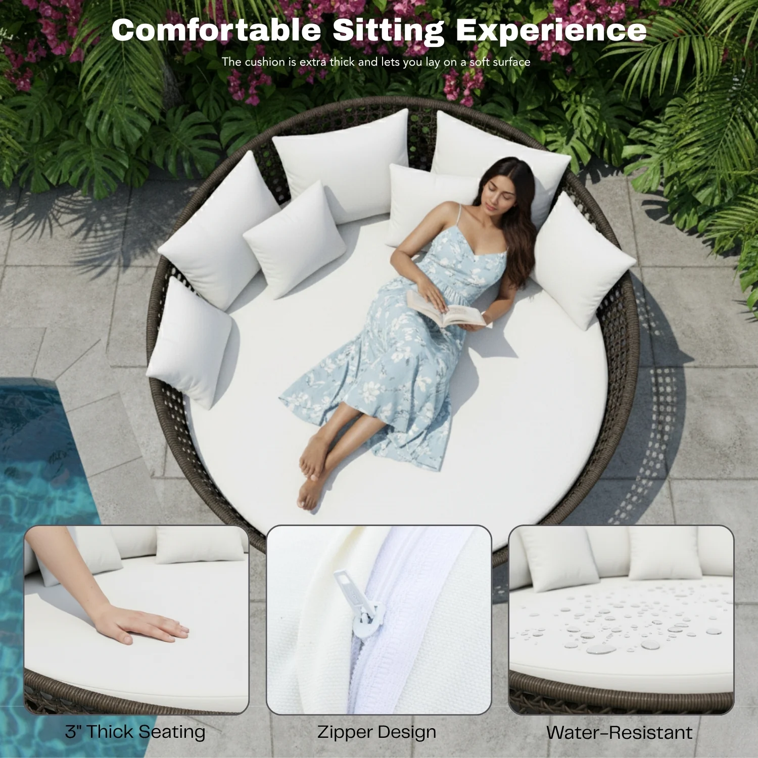 Outdoor Rope Round Patio Daybed Sofa - Image 5