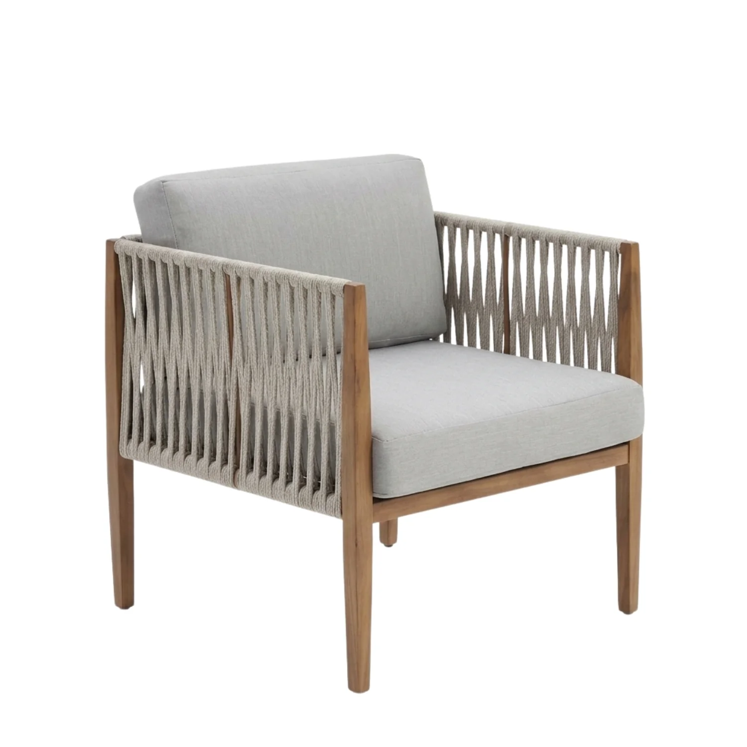 Outdoor Rope Sofa Set with Sheesham Wood Frames (Grey) - Image 8