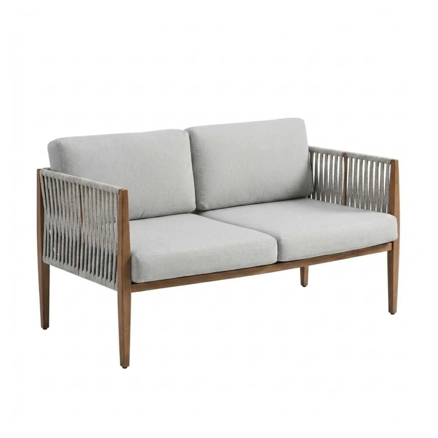 Outdoor Rope Sofa Set with Sheesham Wood Frames (Grey) - Image 9