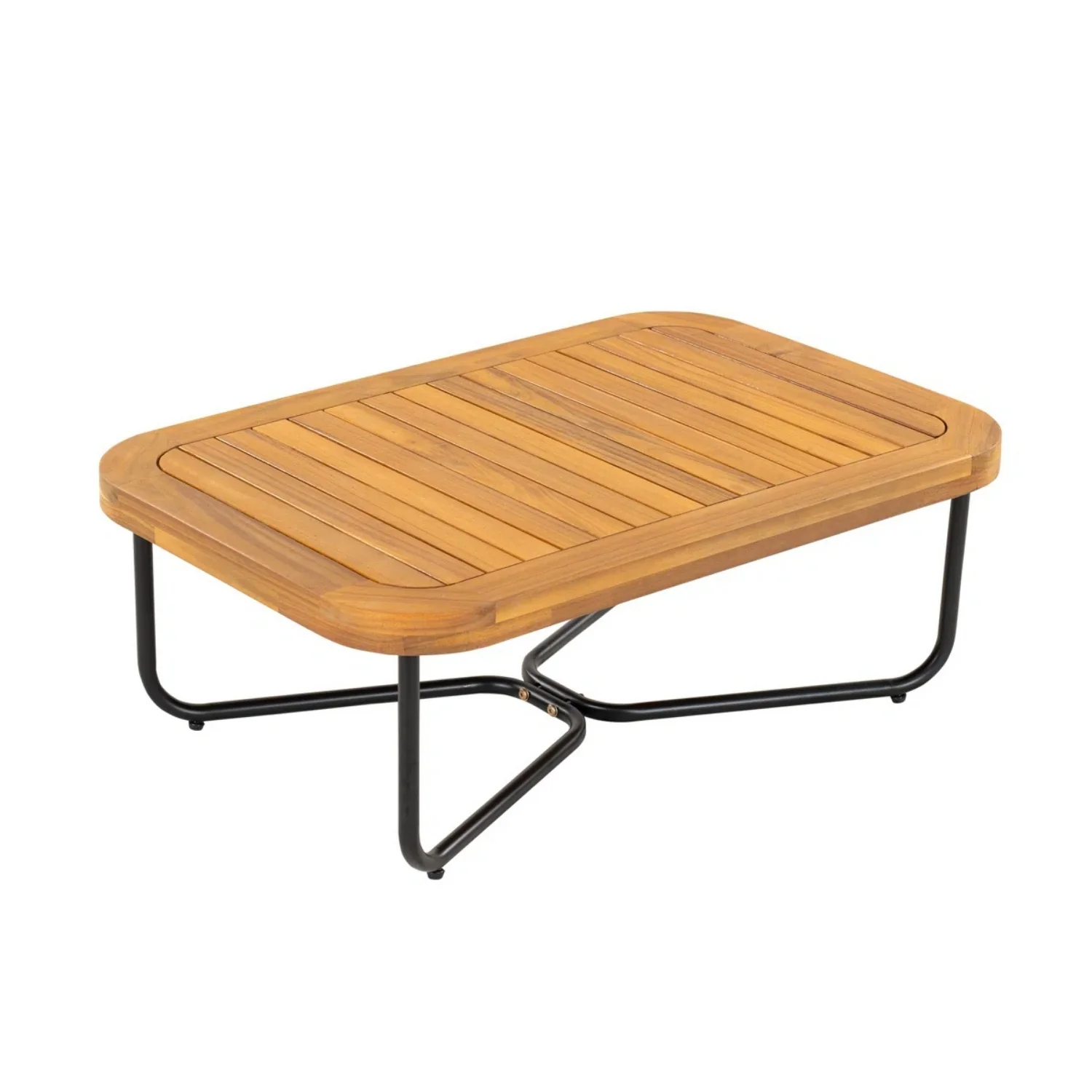 Outdoor Rope Sofa Set with Wooden Base & Teak Finish Coffee Table (Green & Off-White) - Image 11