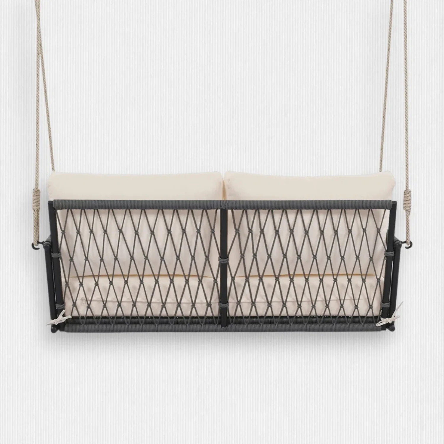 Outdoor Rope Swing 2-Person Hanging Chair, Weatherproof Porch Swing - Image 7