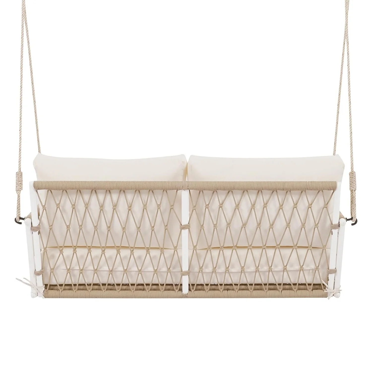 Outdoor Rope Swing 2-Person Hanging Chair, Weatherproof Porch Swing - Image 7