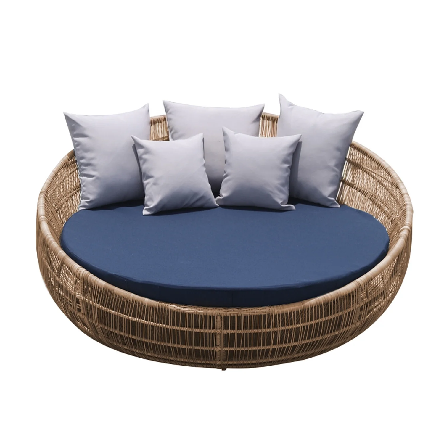 Outdoor Round Beige Rope Daybed Sofa - Image 10