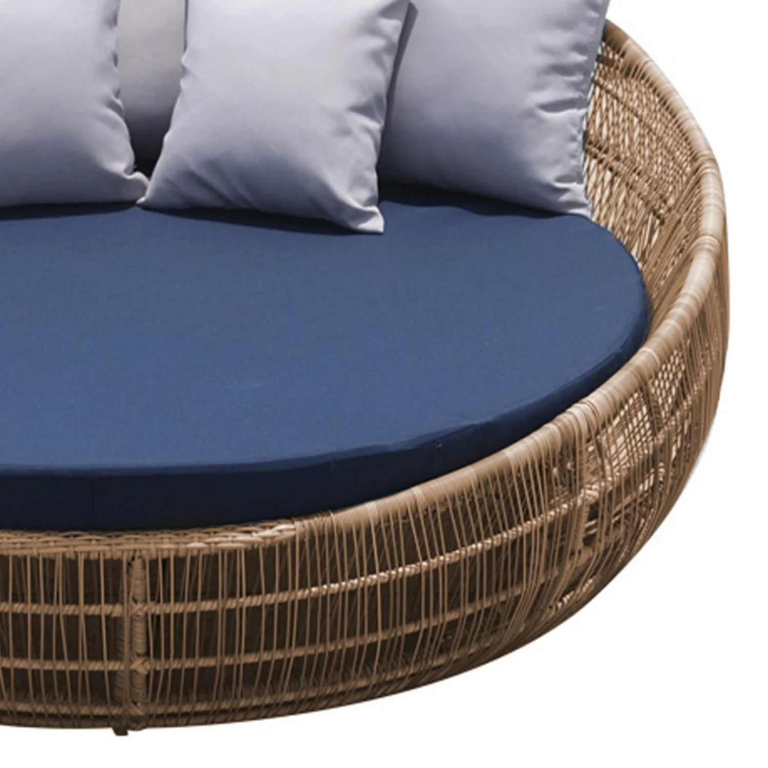 Outdoor Round Beige Rope Daybed Sofa - Image 4