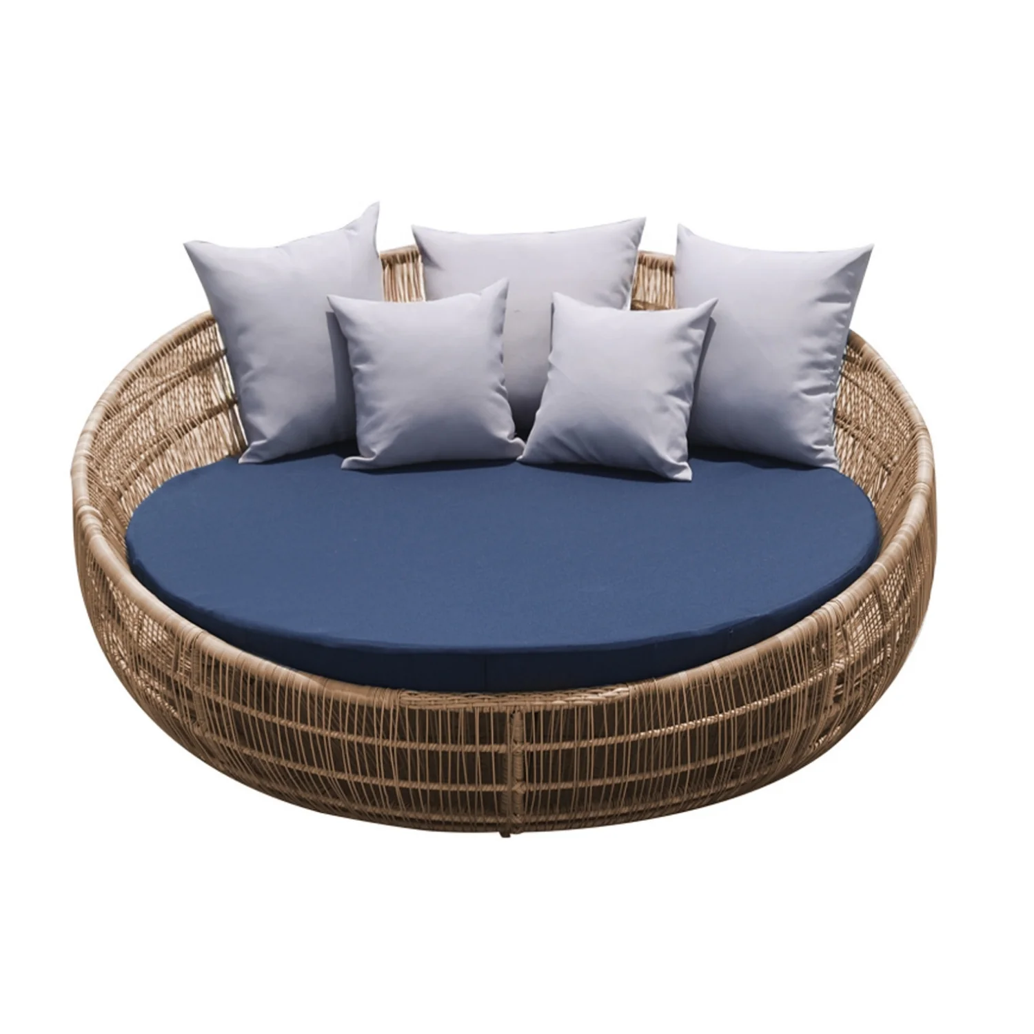 Outdoor Round Beige Rope Daybed Sofa - Image 5