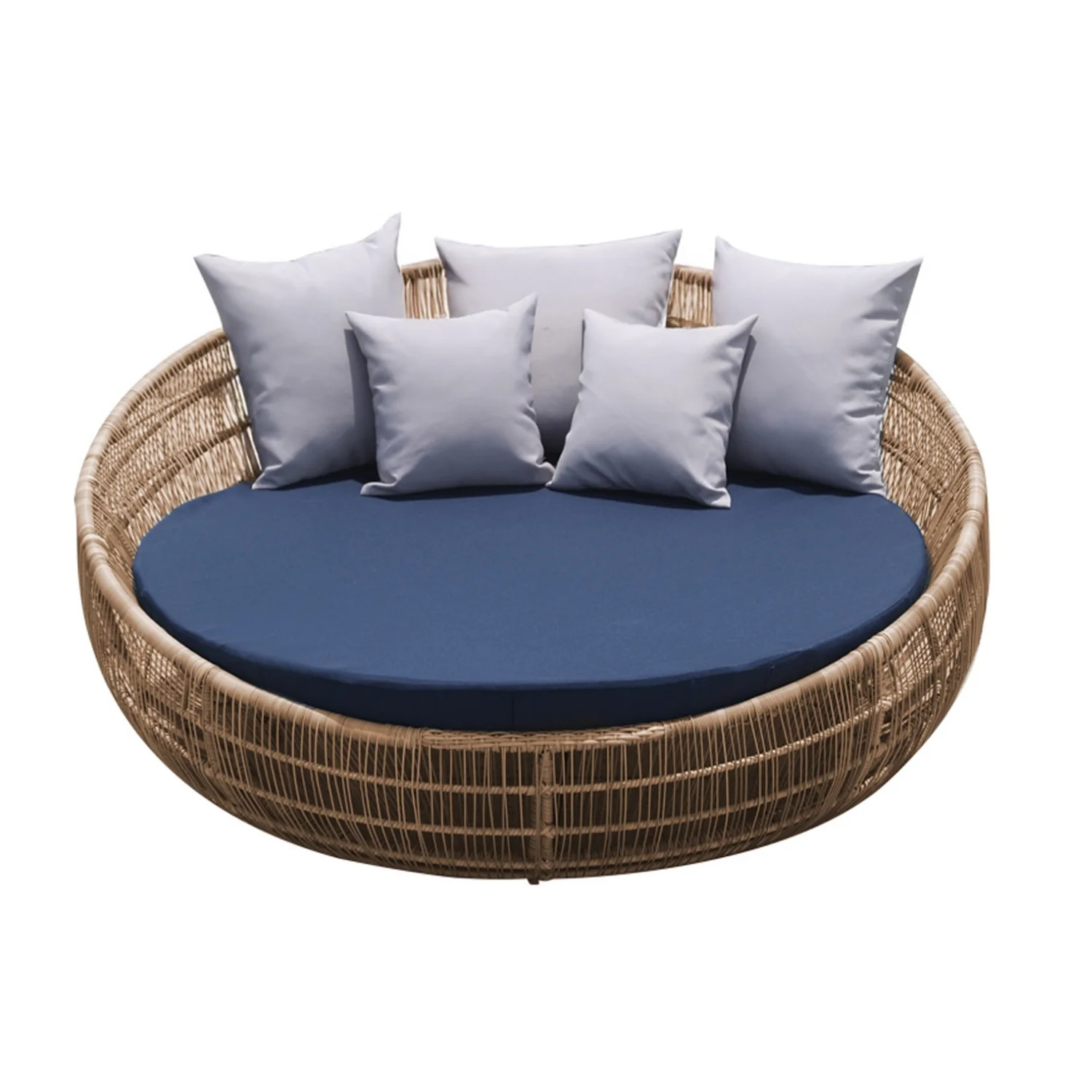 Outdoor Round Beige Rope Daybed Sofa - Image 8
