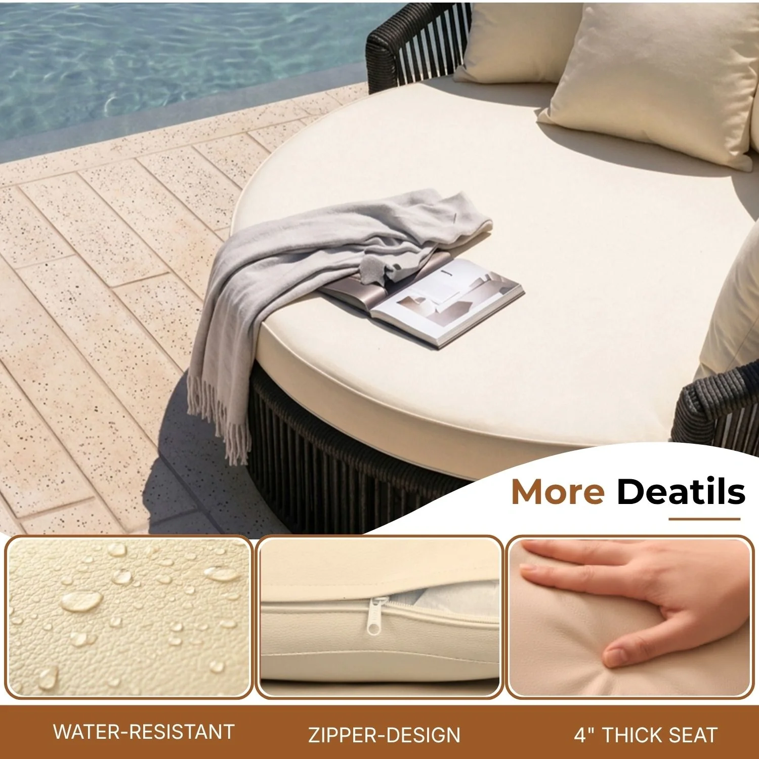 Outdoor Round Rope Daybed Sofa – Unique Design for Poolside - Image 4
