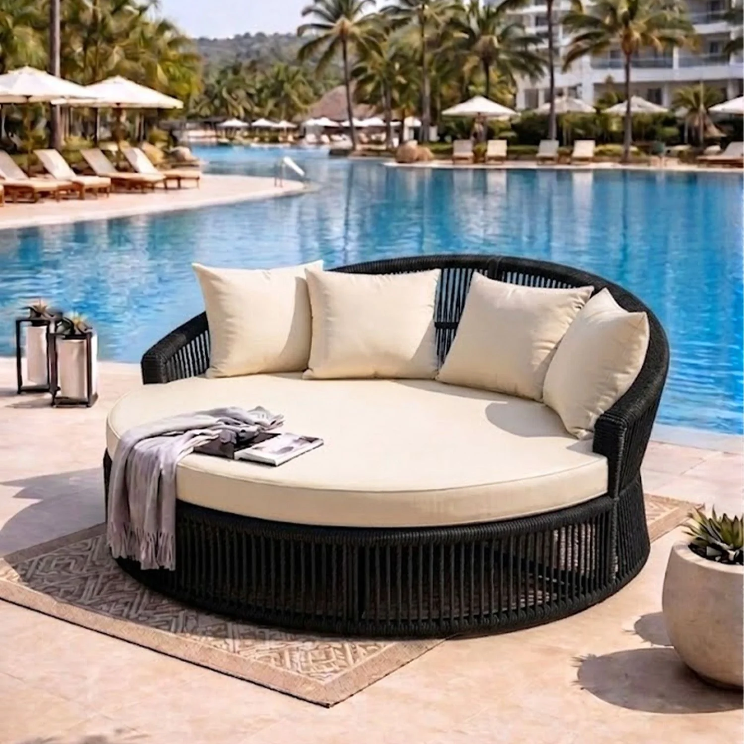 Outdoor Round Rope Daybed Sofa – Unique Design for Poolside - Image 7